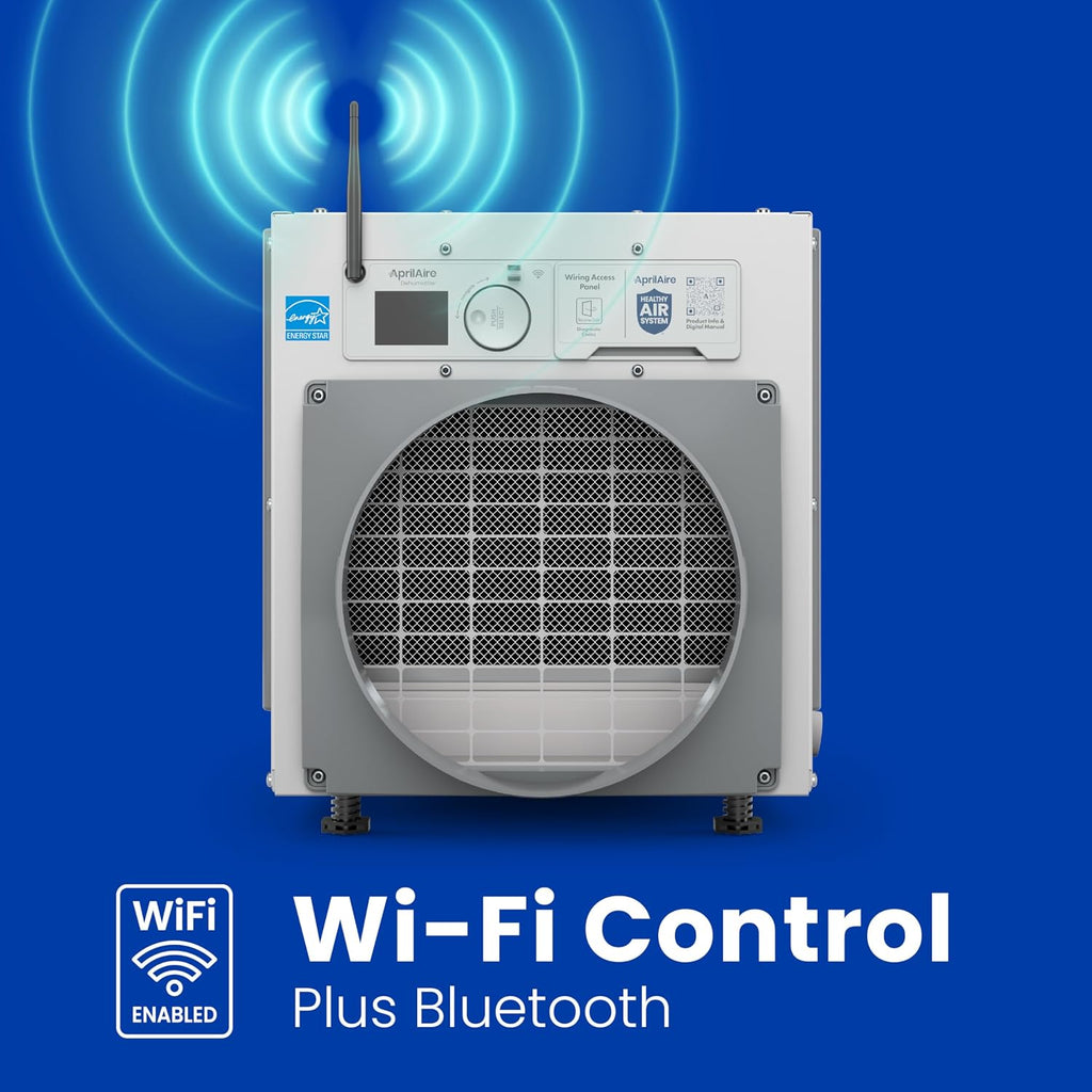 AprilAire E080W Wi-Fi Dehumidifier – 80 PPD for Crawl Spaces, Basements, Whole Houses up to 4,400 Sq. Ft., Part of the AprilAire Healthy Air System