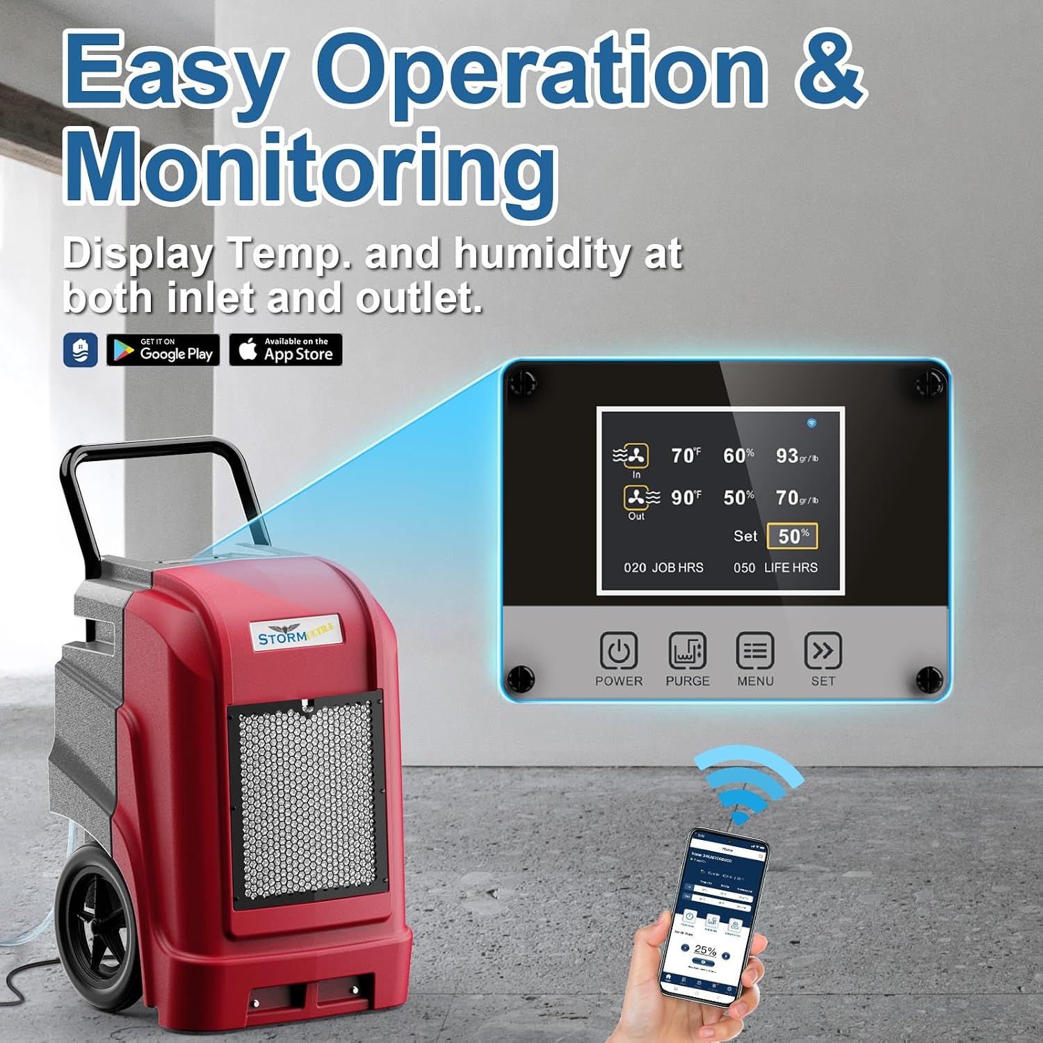 ALORAIR 190 PPD LGR Commercial Dehumidifier with Pump & Drain Hose, Smart APP Control up to 2,600 Sq.Ft Industrial Dehu for Home, Water Damage Restore, Basements, Job Sites, 5 Years Limited Warranty