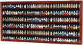 DisplayGifts Block Toy Minifigures Miniatures Display Case Frame Wall Cabinet Stand 200 Toys Dust Protection, Shelves alos Compatible with 1:64 Scale hot Small Toy Wheels - Mahogany Finish