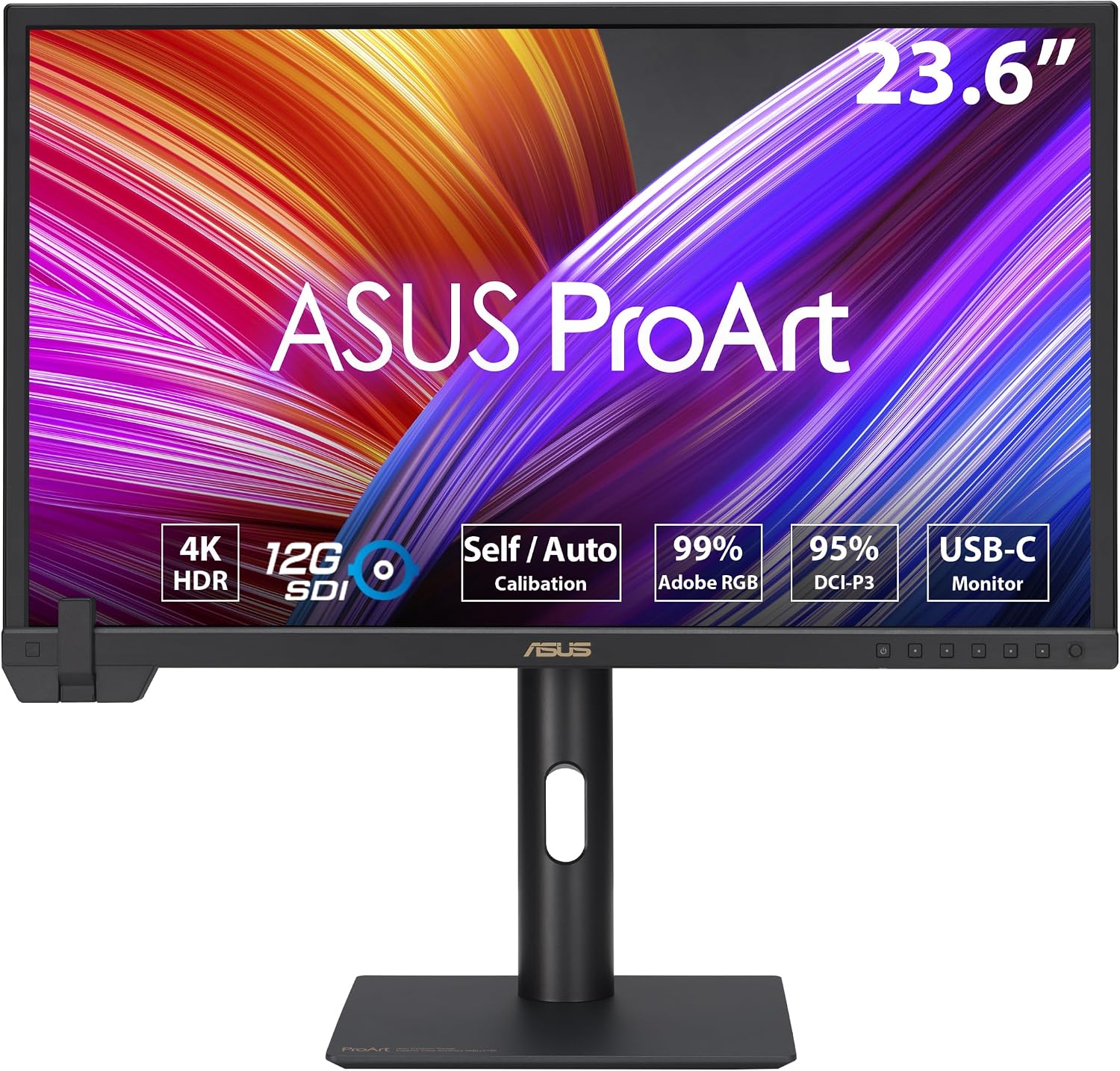 ASUS ProArt Display 24' 4K 12G-SDI HLG Professional Monitor (PA24US) - IPS, UHD (3840 x 2160), 99% Adobe RGB, 95% DCI-P3, ΔE < 1, USB-C, Built-in Motorized Colorimeter, Calman Ready, 3 Year Warranty