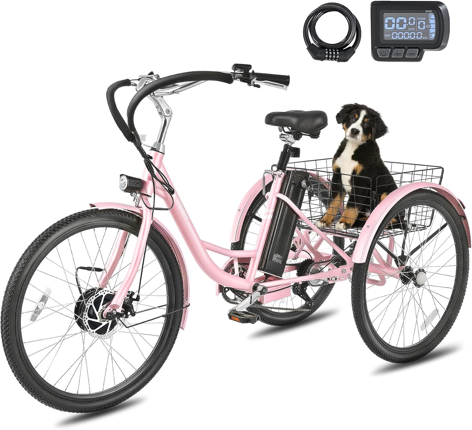 VIRIBUS Electric Tricycle for Adults, 24 26 inch Electric Trike with 468Wh Removable Battery, 250W/350W(Peak 500W) 3 Wheel Electric Bikes for Seniors, Motorized Adult Tricycles Women Men 330 lb.