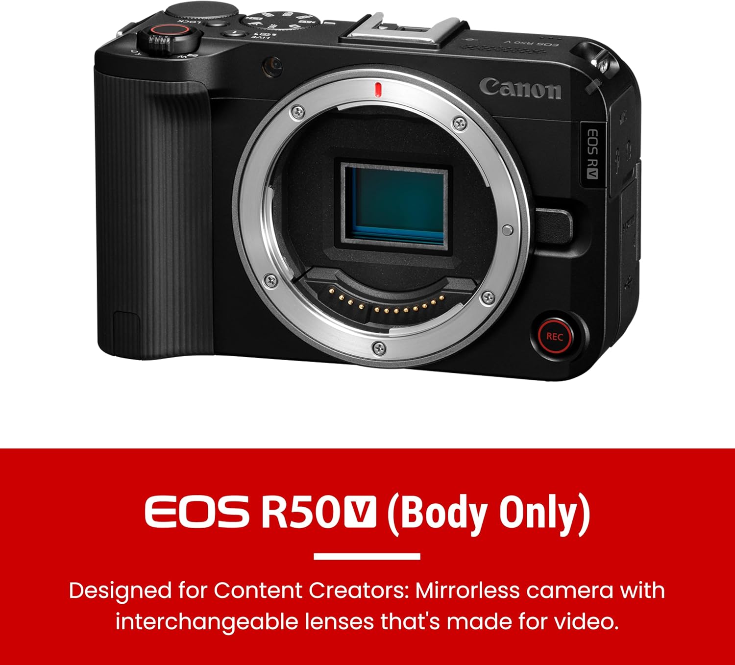 Canon EOS R50 V Mirrorless Camera (Body Only) – APS-C Digital Camera, Flip Screen 4K Video, Interchangeable Lens Camera for Vlogging, Content Creation, Streaming, Filming, Podcasts, TikTok