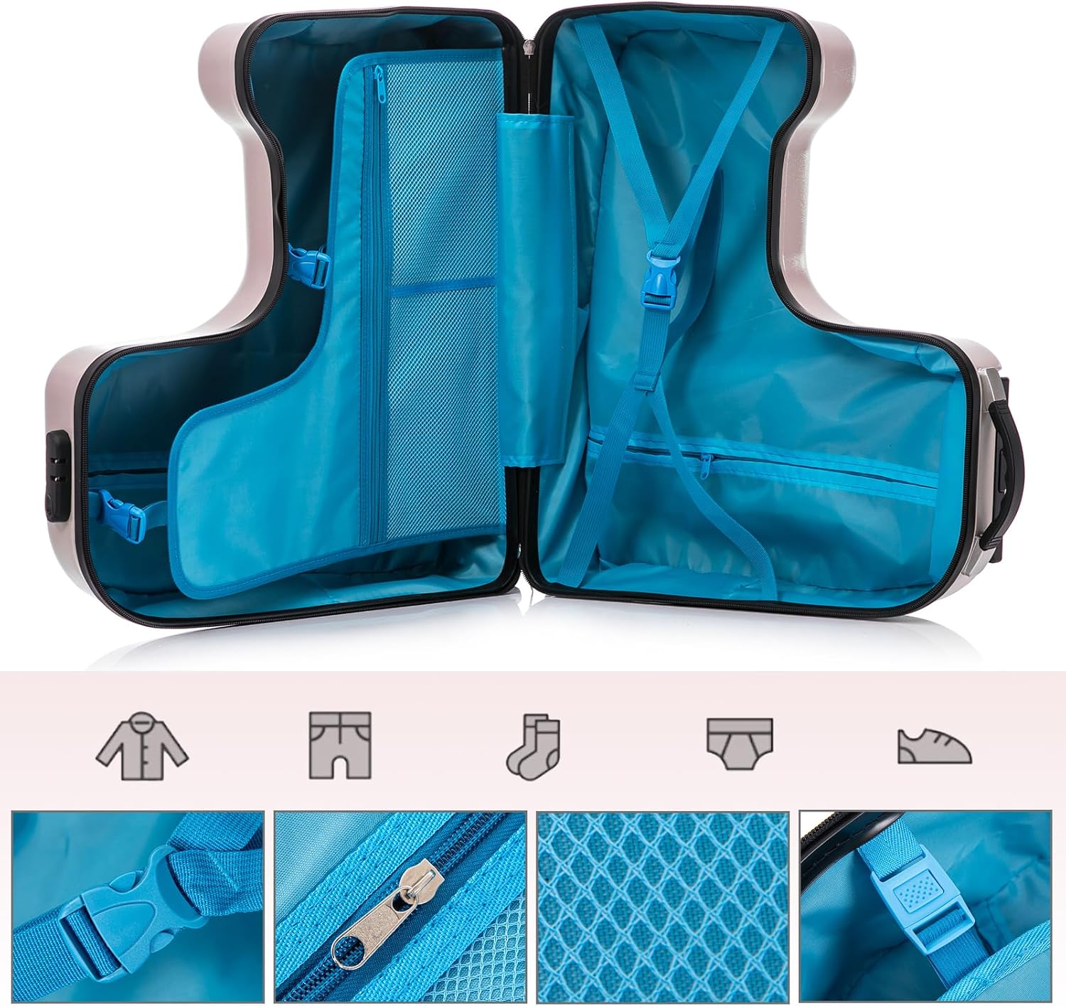 Apelila Checked Luggage for Kids - 24 Inch Ride On Suitcase, Airplane Travel Trunk with Wheels, Pull Along Carry On Storage for Boys & Girls Ages 2-8, Ideal for 3-5 Day Trips, Check-In Only