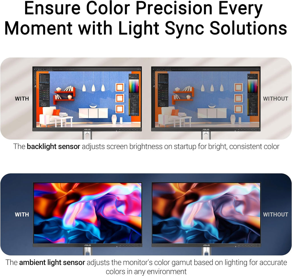 ASUS ProArt Display 27' 5K HDR Professional Monitor (PA27JCV) - 5K (5120 x 2880), IPS, 99% DCI-P3, 100% sRGB, ΔE < 2, USB-C PD 96W, Calman Verified, Color Accurate, LuxPixel, 3 yr Warranty