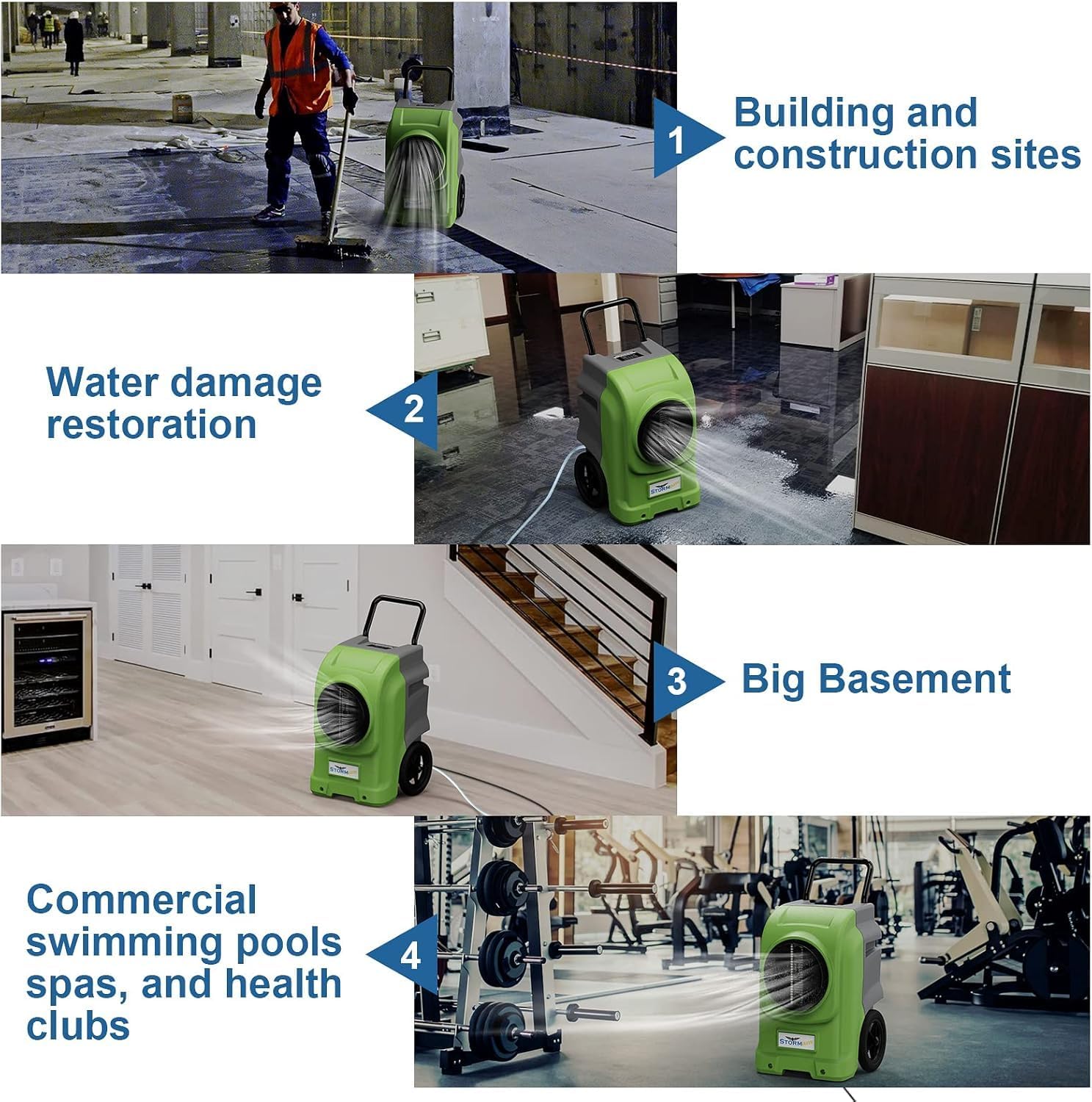 ALORAIR 270 Pints Commercial Dehumidifiers for Large Room or Basements, Industrial Large Dehumidifier with Pump and Drain Hose, Water Damage Restore, Limited 5 Years Warranty