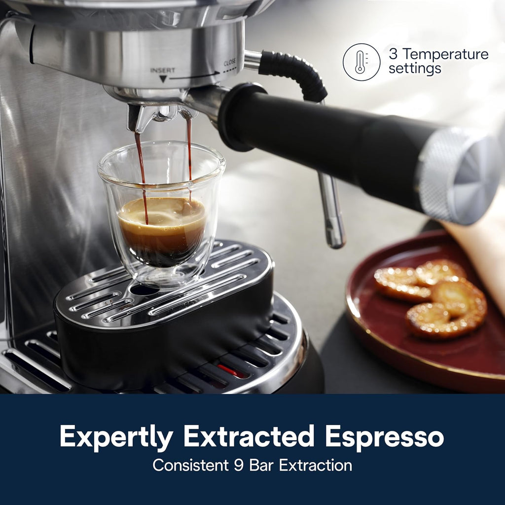 De'Longhi Dedica Maestro Espresso Machine with Milk Frother, 15-Bar Pump & Temperature Control - Barista Coffee Maker Kit for Espresso, Latte, Cappuccino & Iced Coffee - Italian Stainless Steel Design