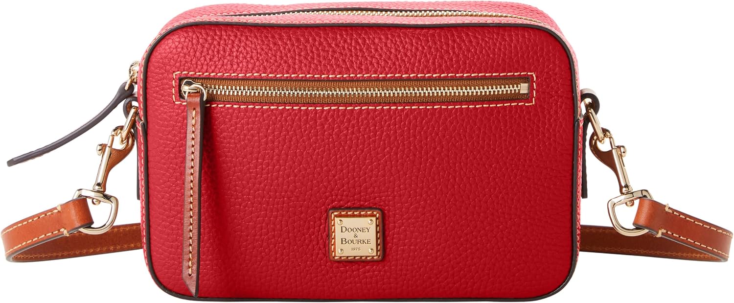 Dooney & Bourke Women's Camera Zip Crossbody in Pebble Grain Leather, Small Handbag with Adjustable Shoulder Strap