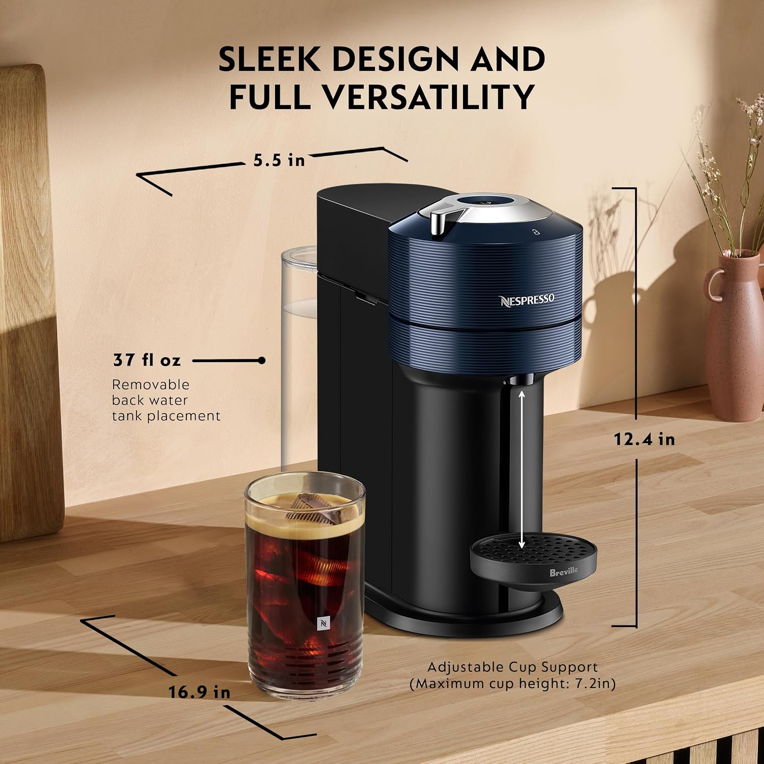 Nespresso Vertuo Next Coffee and Espresso Maker by Breville, Navy