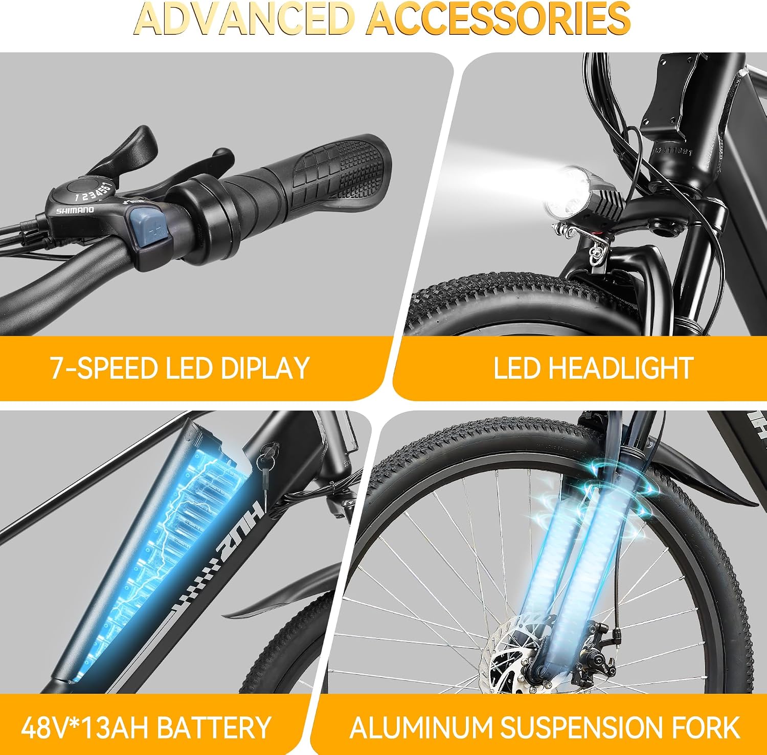 ZNH Electric Bike for Adults, 1000W Peak Motor 28MPH Mountain Ebike, 48V 13Ah Removable Battery Up to 65 Miles, 26' Electric Bicycle with 21-Speed Gear & Front Suspension, UL 2849 Certified