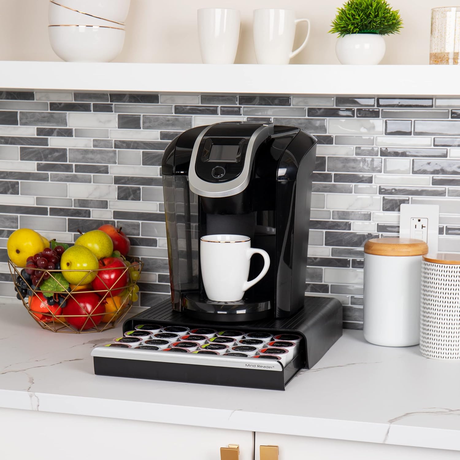 Mind Reader Single Serve Coffee Pod Drawer, 36 Pod Capacity, Countertop Organizer, Breakroom, 12.75'L x 13'W x 3'H, Black (Pack of 6)