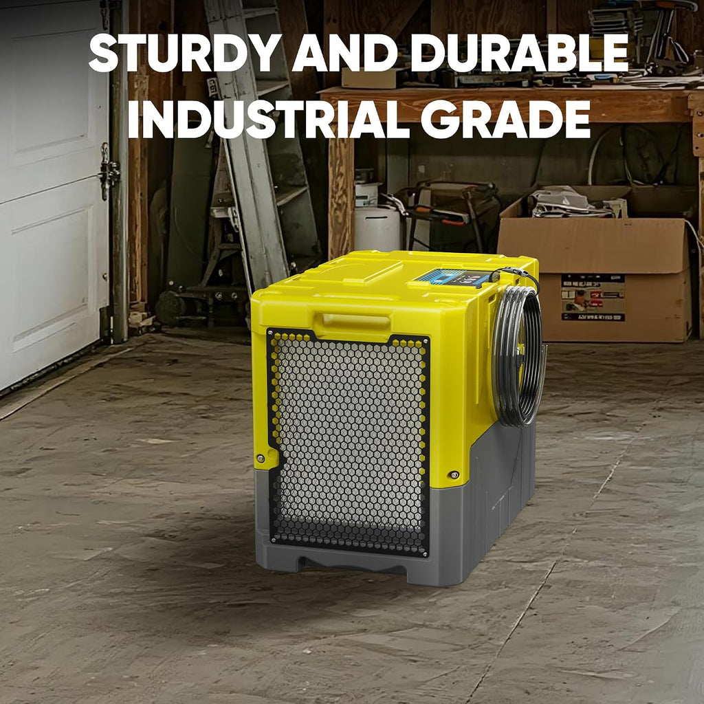 190Pints High Efficiency Commercial Dehumidifier for Basements-6000 Sq.Ft. Industrial Grade Dehumidifiers with Pump & Drain Hose for Crawl Spaces Water Damage Restoration-Light Yellow-1PC