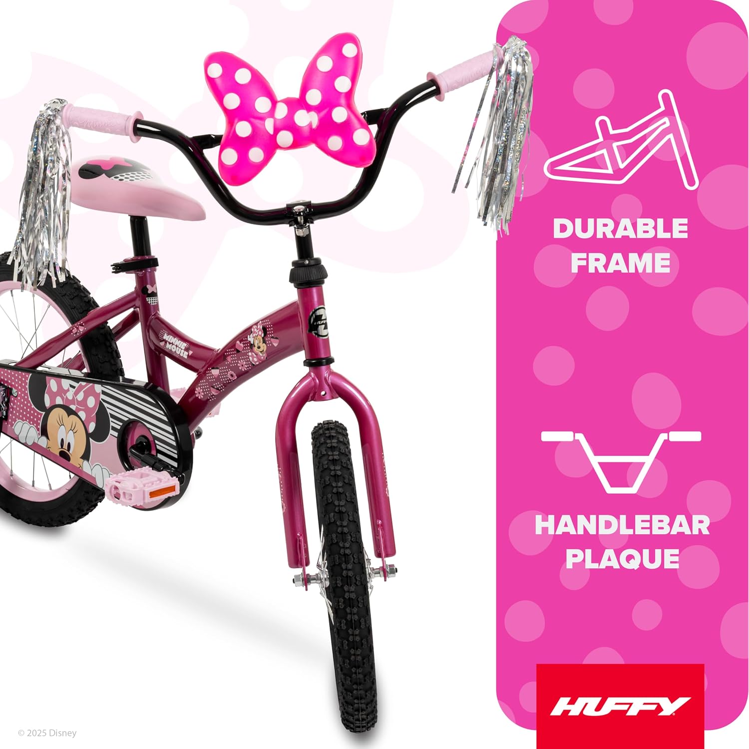 Huffy Disney Girls' Bikes, 12/16 Inch Sizes, Ages 3+ Years Old, Disney Princess, Minnie Mouse, Frozen Bicycles, Characters, Removable Training Wheels, Streamers, Easy Assembly, Durable, Safe