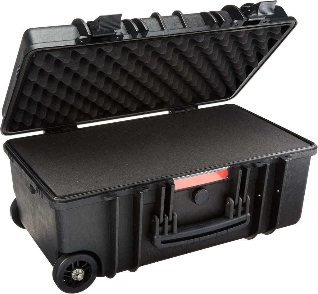 Amazon Basics Hard Protective Camera Case with Wheels, Large, Black, 22'L x 14'W x 9.8'H