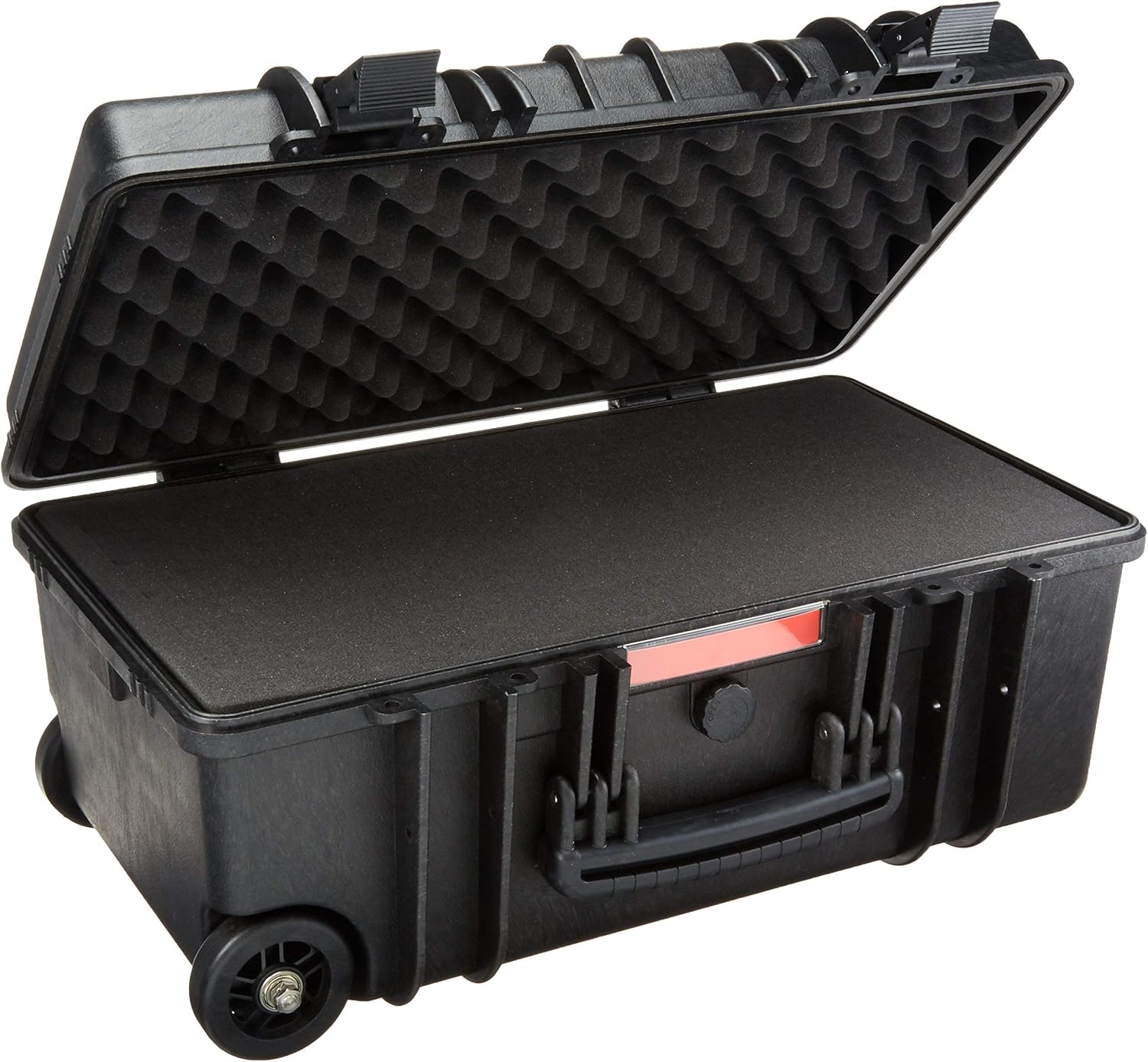 Amazon Basics Hard Protective Camera Case with Wheels, Large, Black, 22'L x 14'W x 9.8'H