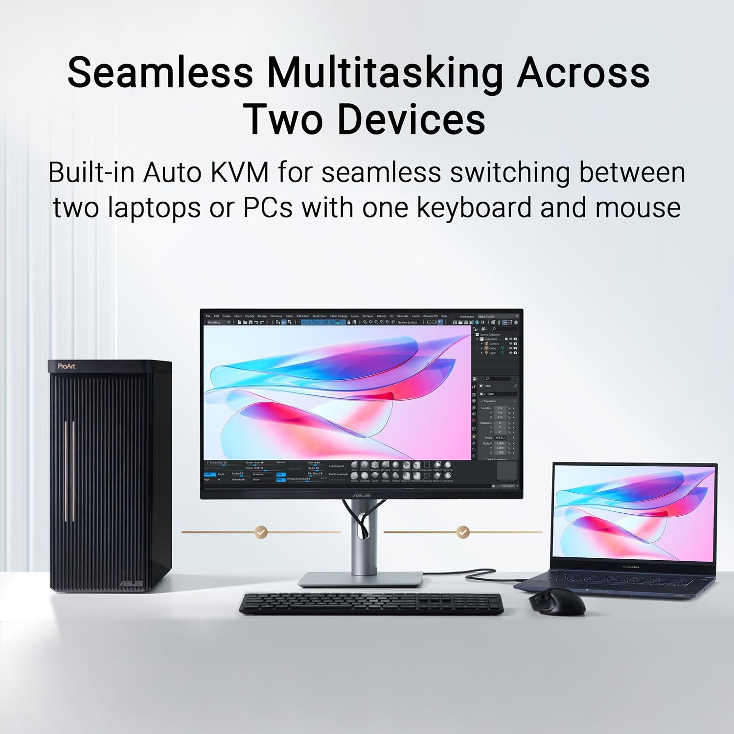 ASUS ProArt Display 27' 5K HDR Professional Monitor (PA27JCV) - 5K (5120 x 2880), IPS, 99% DCI-P3, 100% sRGB, ΔE < 2, USB-C PD 96W, Calman Verified, Color Accurate, LuxPixel, 3 yr Warranty