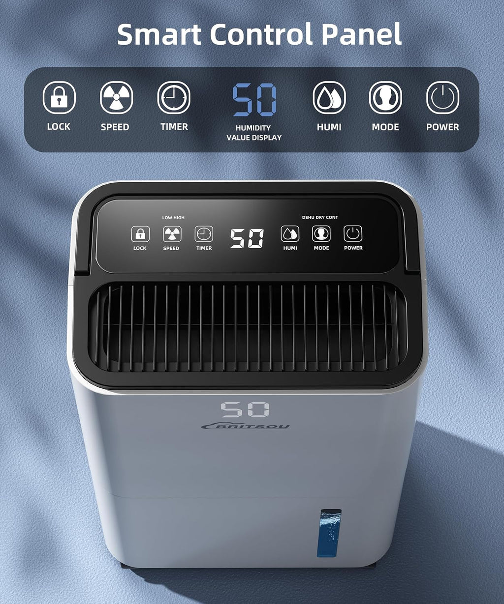 34 Pint Dehumidifier, Smart Dehumidifiers for Home, Basement and Bedroom with 6.56 Ft Drain Hose - Intelligent Humidity Control - Quiet Operation - 3 Modes