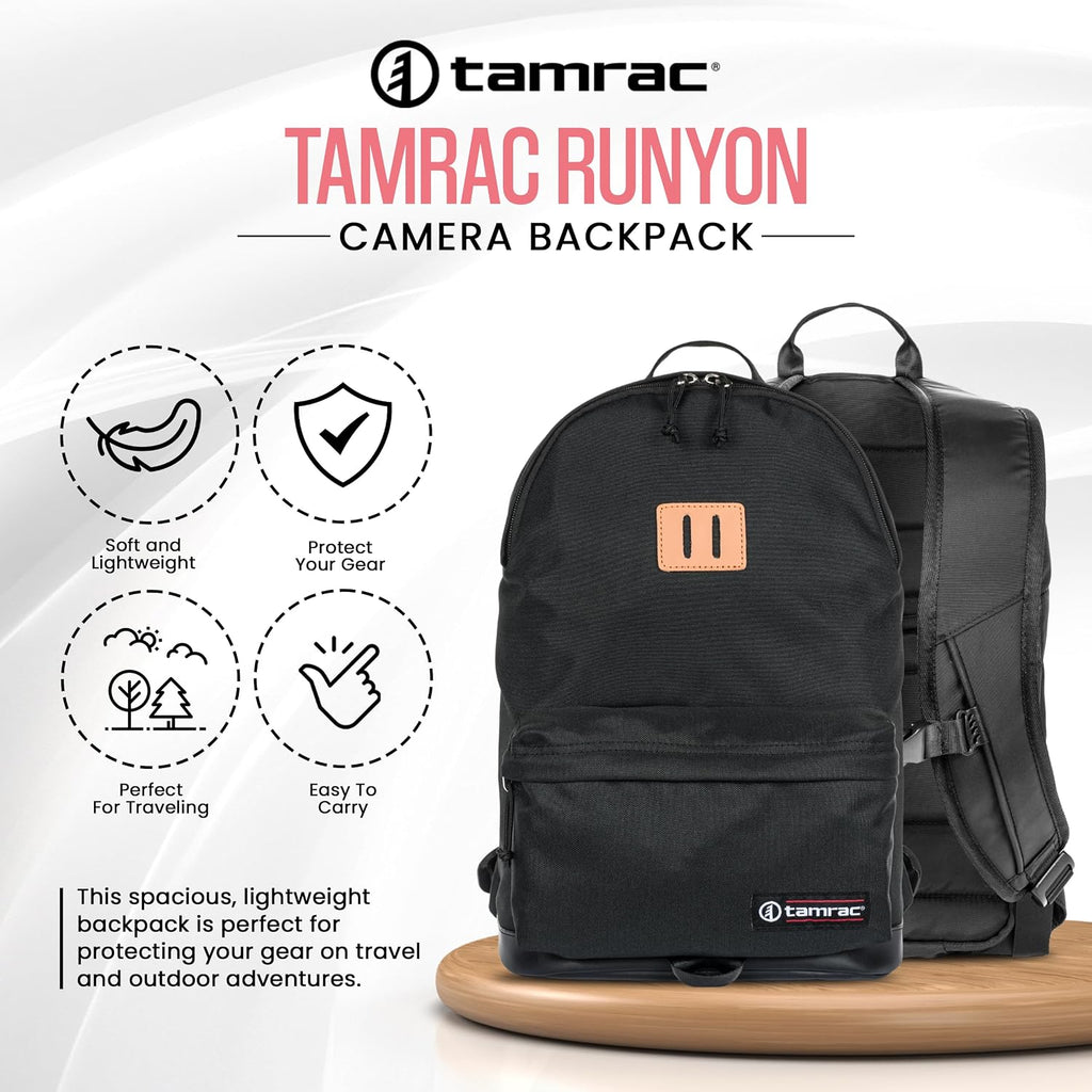 Tamrac Runyon Camera Backpack for Photographers, DSLR Camera Bag with Laptop Compartment, Professional Photography Backpack, Travel Camera Carrying Case with Customizable Protective Dividers
