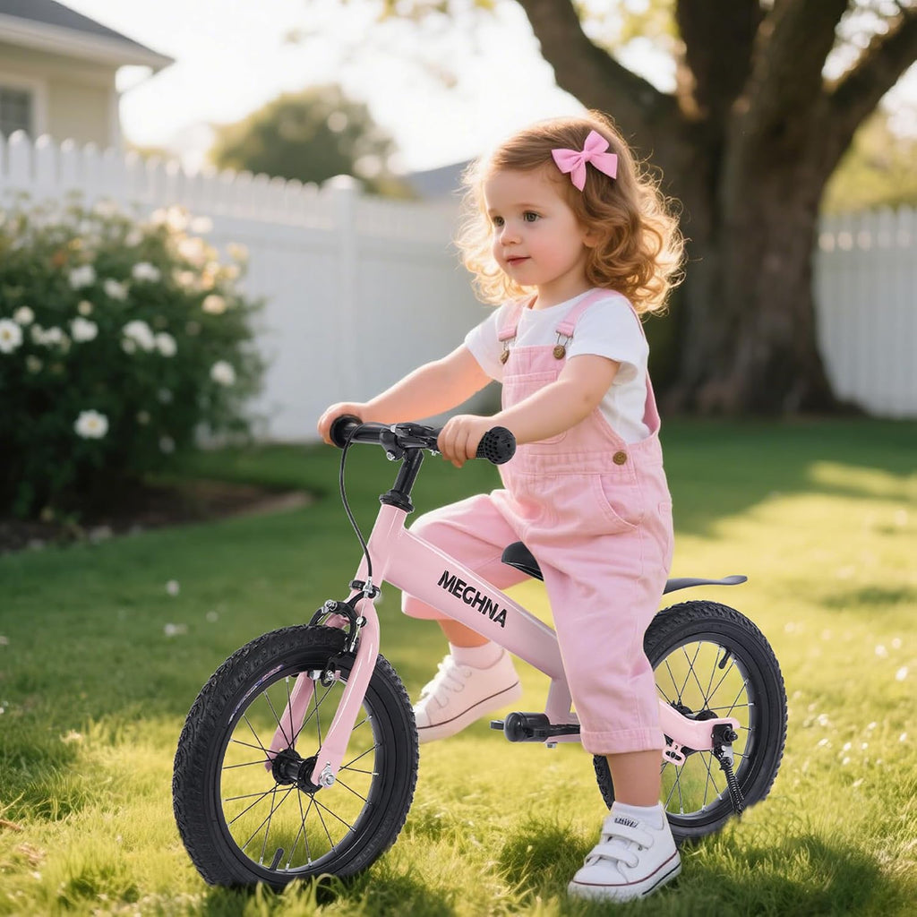 ZUKKA Toddler Balance Bike 2 in 1 with Detachable Training Wheels 14 Inch Kids Bike Aged 3-7 Years Old with Adjustable Seat Handlebar and Coaster Brake for Boys Girls