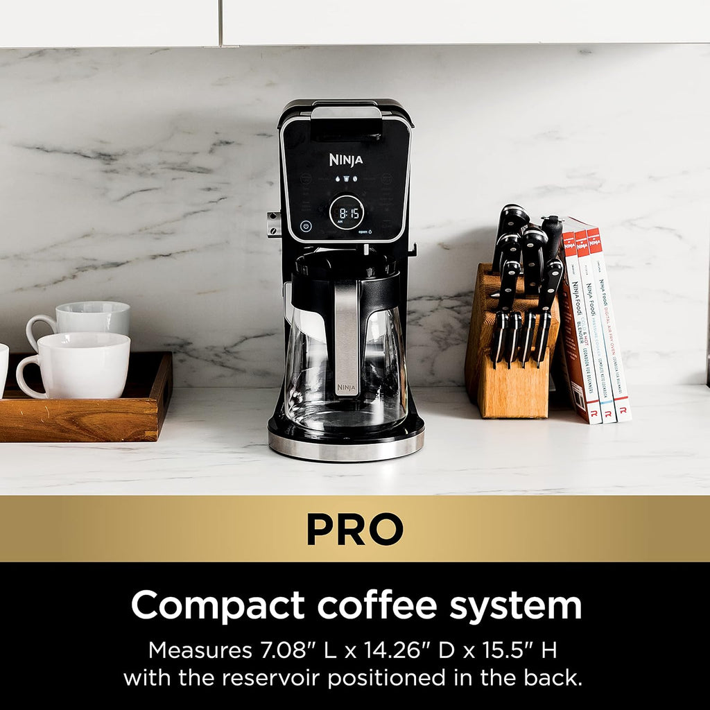 Ninja Specialty Drip Coffee Maker | DualBrewTM Pro Specialty Coffee Machine w/Frother, Permanent Filter | Brew w/Pods & Grounds, K Cups Compatible | 4 Brew Styles, 13 Cup to Pot Sizes | Black CFP307