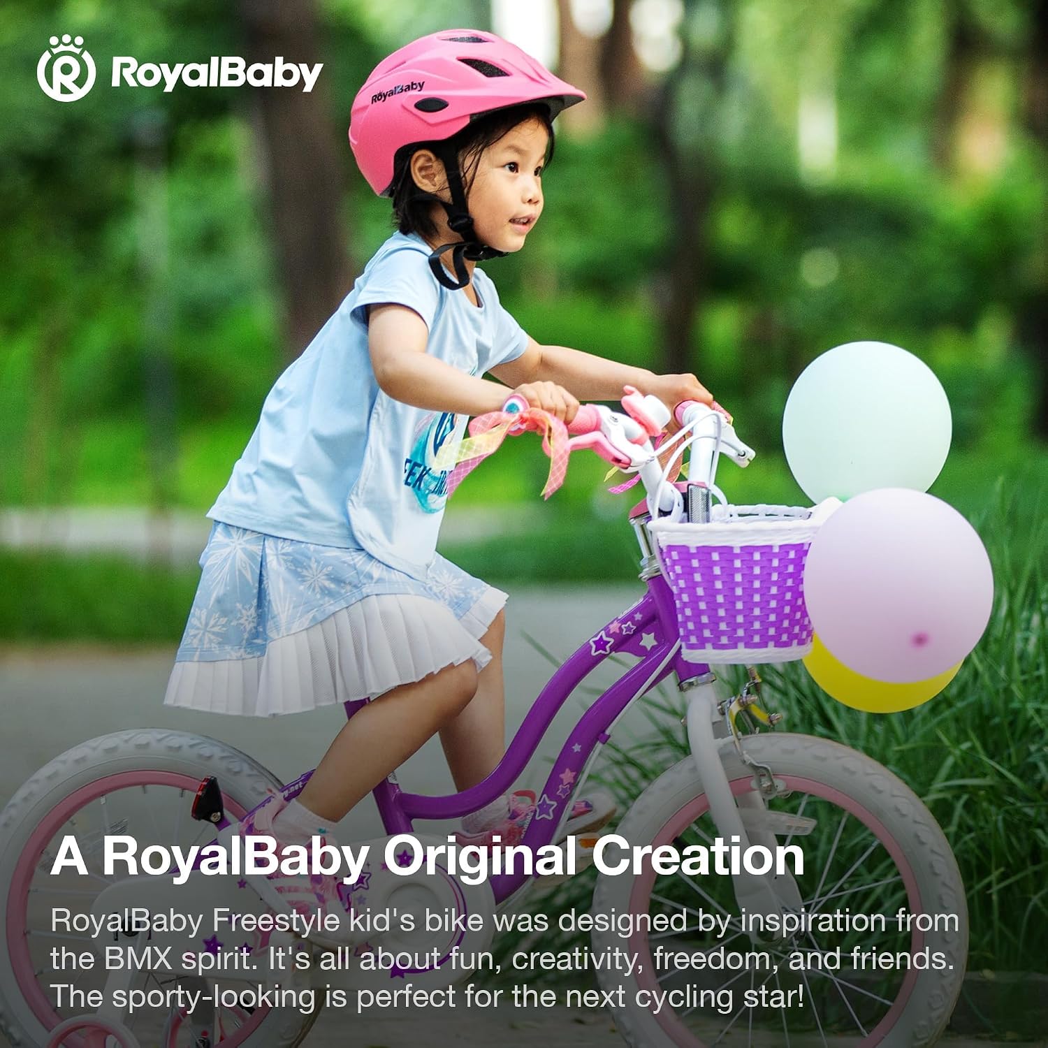 RoyalBaby Girls Bike with Training Wheels, Stargirl Kids Bicycle 14 Inch Toddlers to Big Kids 3-5 Years, Lavender