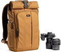 Think Tank FocusPoint 22L RollTop Camera Backpack - Golden Hour: Expandable Travel & Camera Backpack with Laptop Sleeve, Quick Side and Back Access, Rain Cover – Versatile Photography & Travel Bag