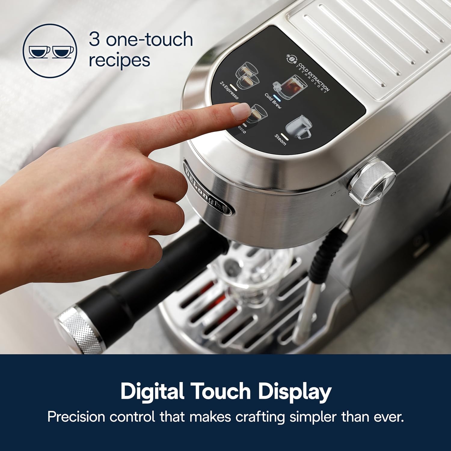 De'Longhi Dedica Duo Compact Espresso Machine - Cold Brew Coffee Maker with Milk Frother Wand- for Espresso, Hot & Iced Coffee, Cappuccinos, Lattes & Home Barista Brewing, Stainless Steel Finish