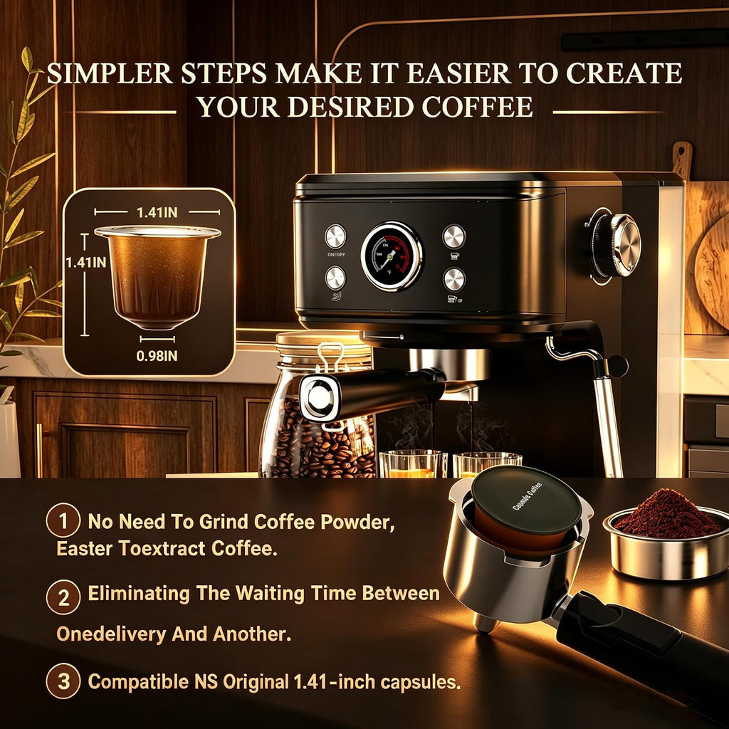 Empstorm 20 Bar Espresso Machine with Milk Frother Steam, for Nespresso Original Capsules Espresso maker 2 IN 1 expresso maker, Professional Cappuccino Expresso Machine for Home Or Office