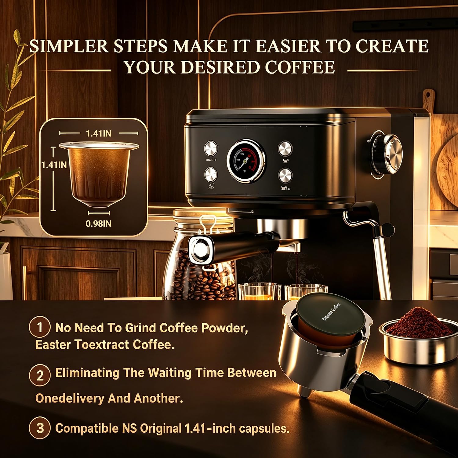 Empstorm 20 Bar Espresso Machine with Milk Frother Steam, for Nespresso Original Capsules Espresso maker 2 IN 1 expresso maker, Professional Cappuccino Expresso Machine for Home Or Office