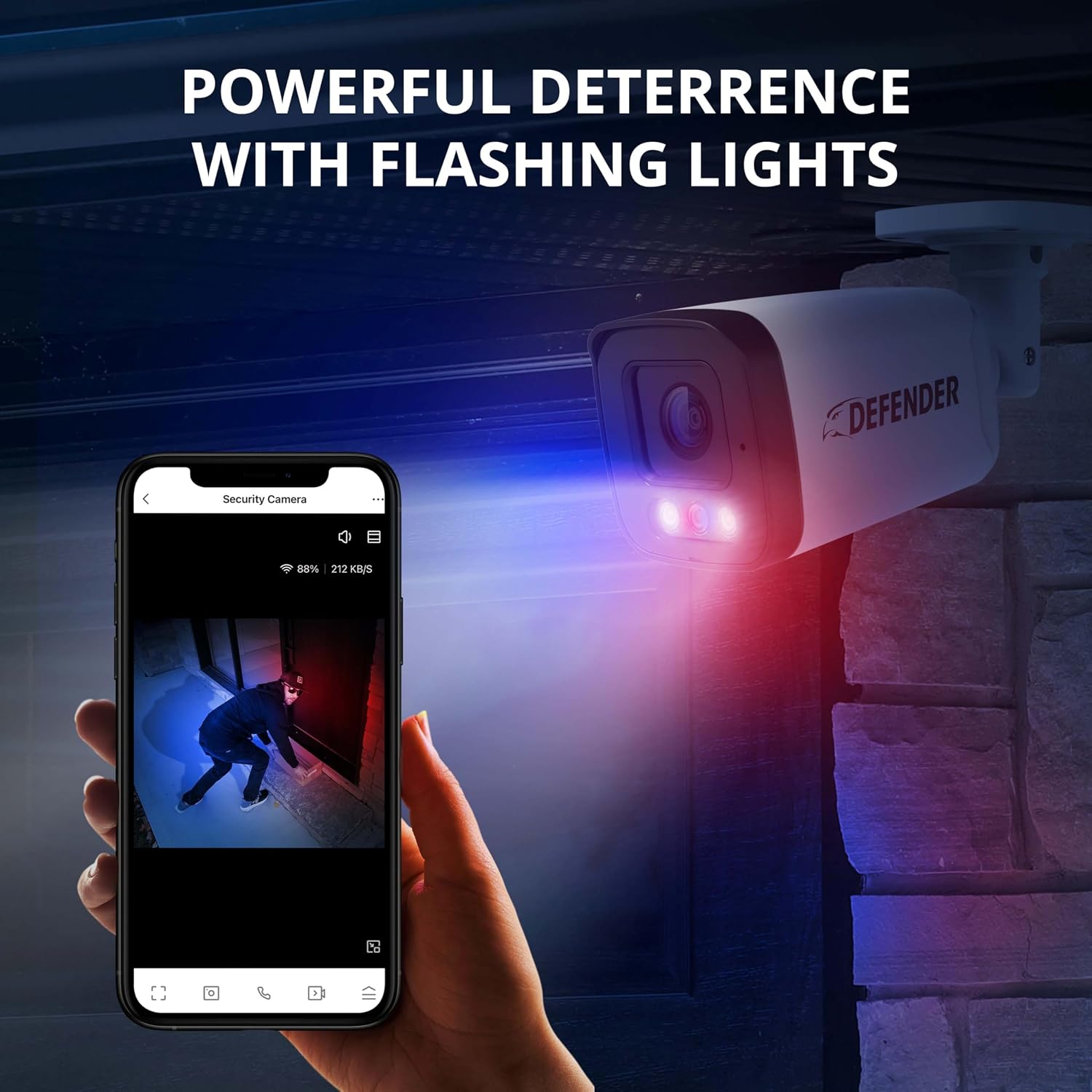 Defender AI Powered Sentinel 4K 8CH PoeE Security Camera System, 4pcs NVR Metal Outdoor Surveillance Cameras, 1TB HDD, SMART AI Human Detection, Blue/Red Lights, Works w/Empower App