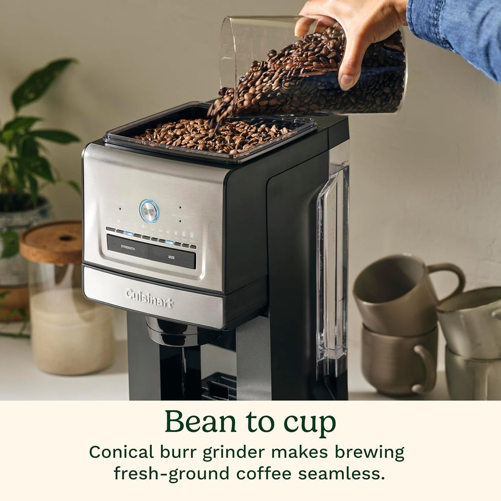 Cuisinart Coffee Maker, Grind and Brew Single Serve Coffee Maker, 6 Cup Sizes, Built-in Stainless Steel Burr Mill, Adjustable Strength, Grind Control and Over Ice Feature, Easy Cleaning, DGB-30