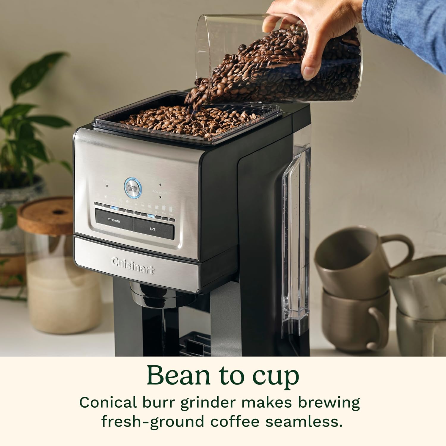 Cuisinart Coffee Maker, Grind and Brew Single Serve Coffee Maker, 6 Cup Sizes, Built-in Stainless Steel Burr Mill, Adjustable Strength, Grind Control and Over Ice Feature, Easy Cleaning, DGB-30