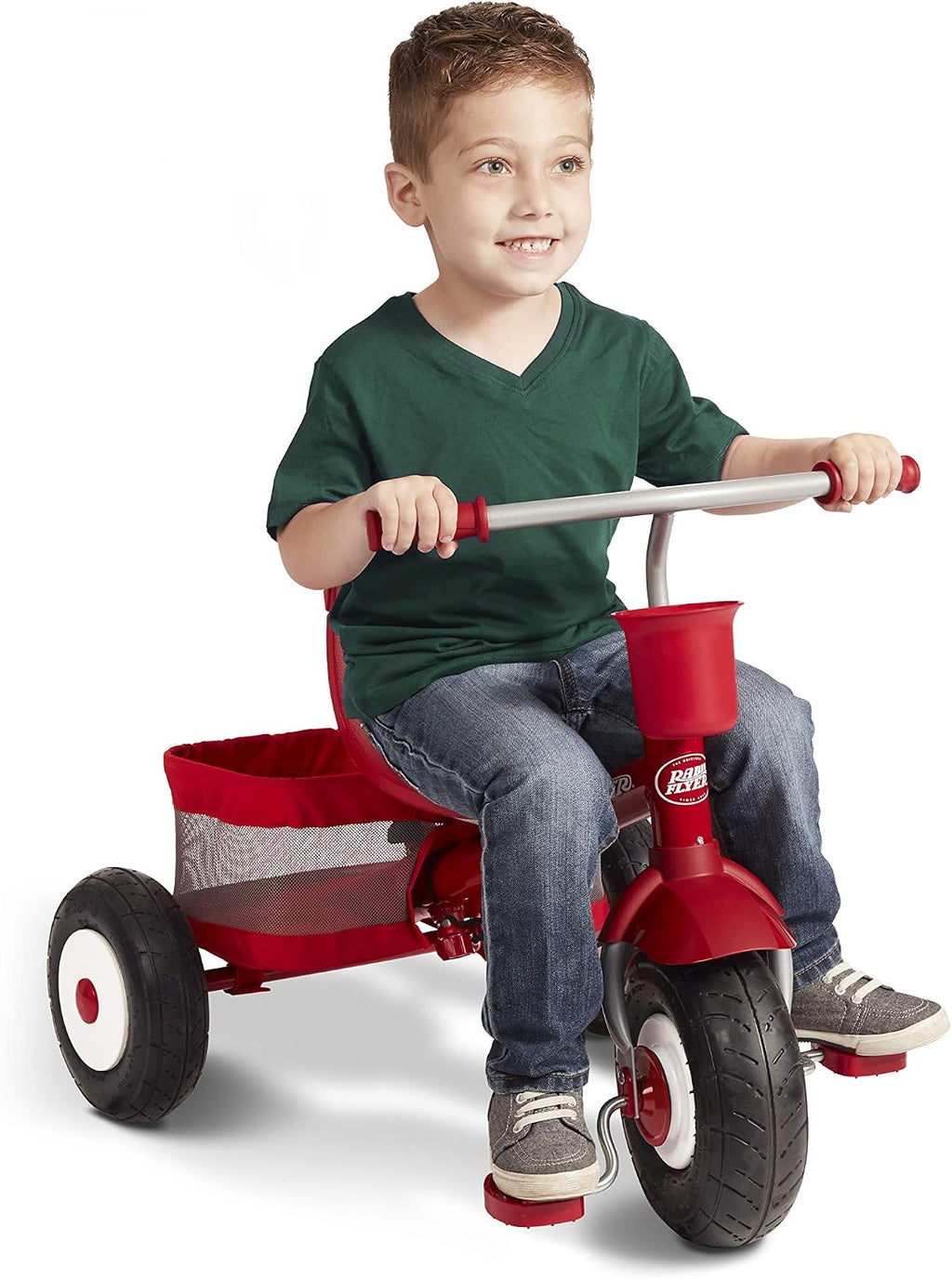Radio Flyer Ultimate All-Terrain Stroll 'N Trike, Ages 1-5, Convertible 4-in-1 Tricycle, All-Terrain Tires, Parent Push Handle, UV Canopy, Accessories, Safety Harness, Stroller Tricycle for Toddlers