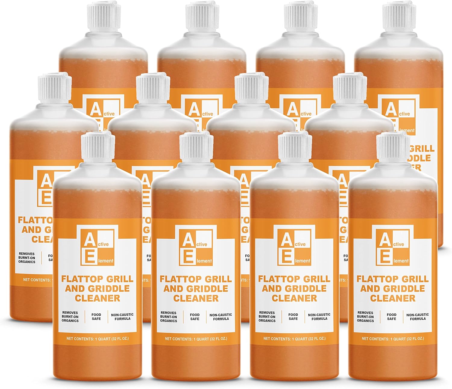 Flat Top Grill Cleaner – 32 fl oz (Pack of 12) | Griddle Cleaner, Food Safe, Non-Caustic, Removes Burnt-On Residue, Blackstone Compatible
