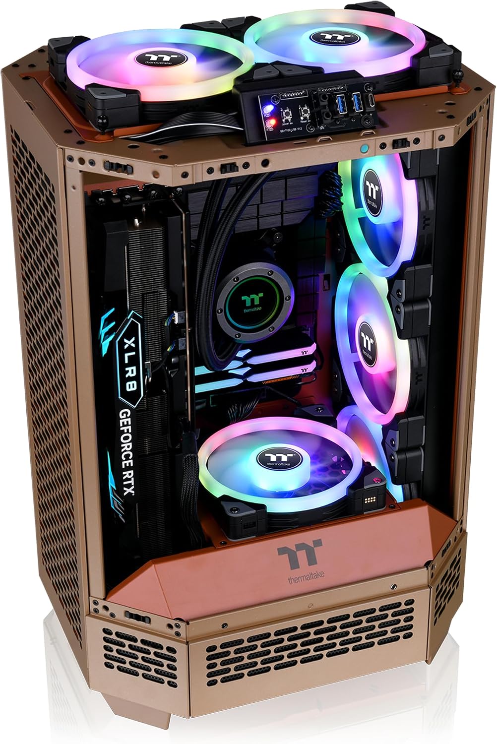Thermaltake Tower 300 Gravel Sand Micro-ATX Case; 2x140mm CT Fan Included; Support Up to 420mm Radiator; Optional Chassis Stand Kit Allows Horizontal Display; CA-1Y4-00SGWN-00; 3 Year Warranty
