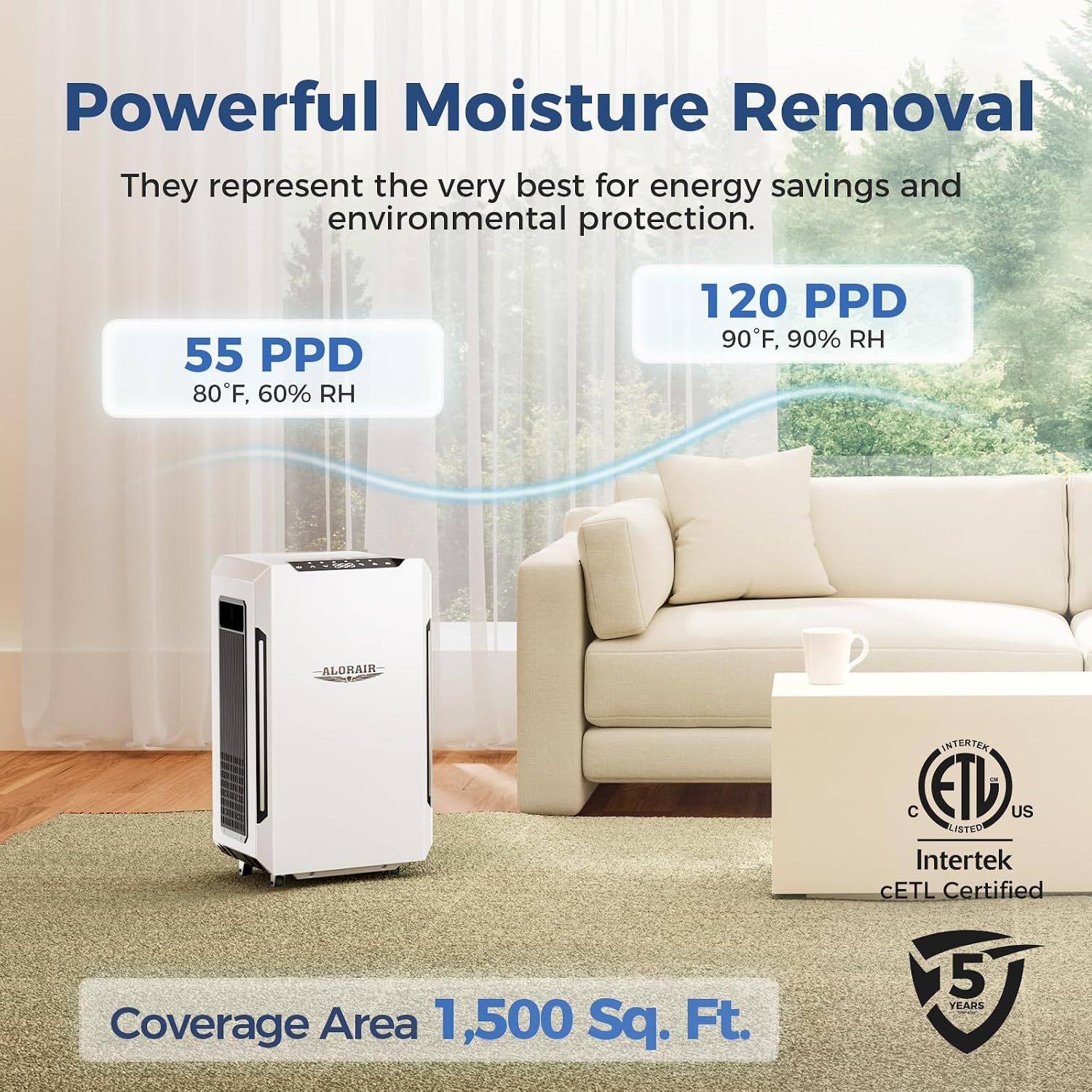 ALORAIR 120 Pints Commercial Grade Dehumidifier with Pump & Drain Hose SLGR Tech High Efficient Industrial Dehu for Bedroom, Basement, Bathroom, Home Use, Garage, Warehouse, 5 Years Limited Warranty