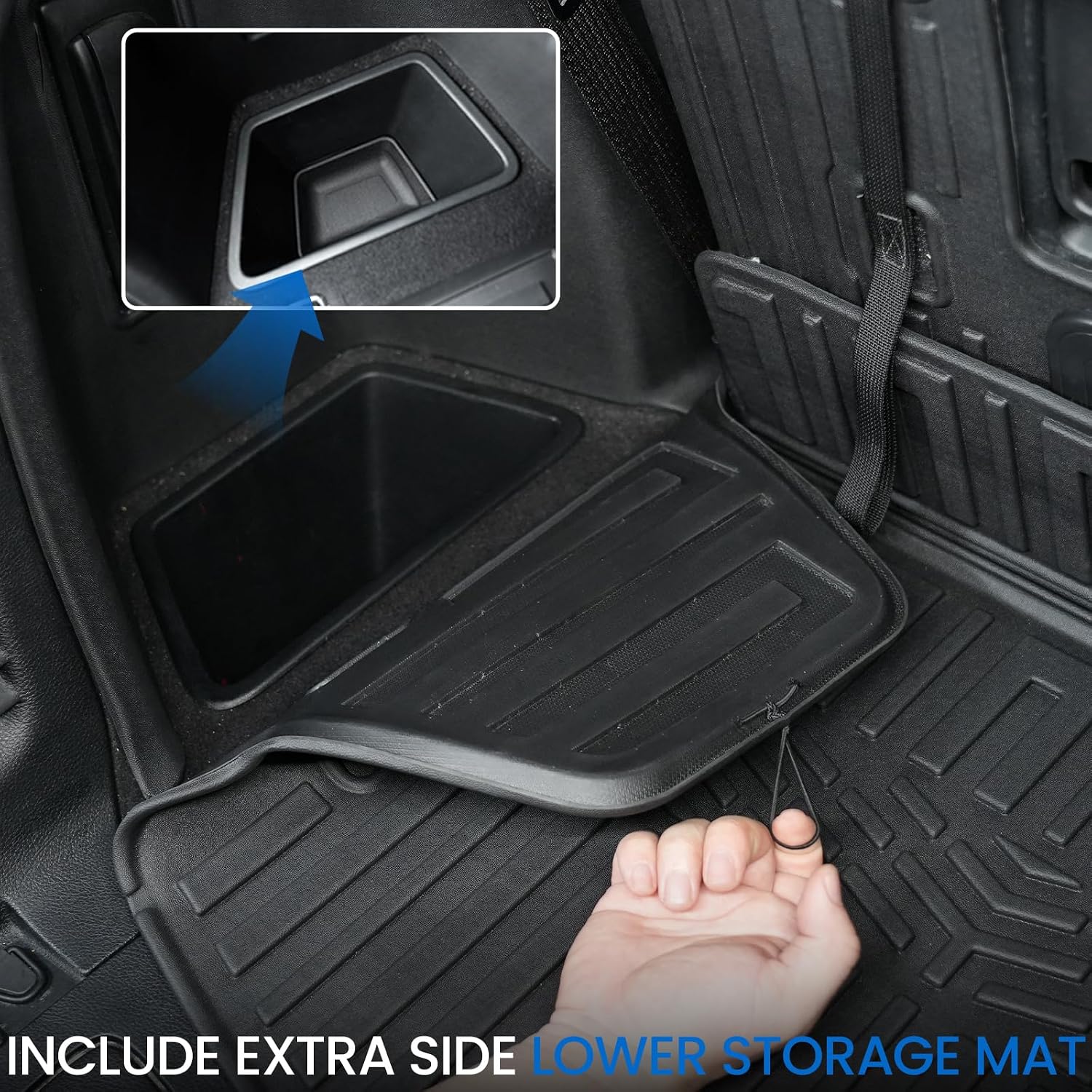 Floor Mats Set for 2016-2026 Dodge Durango (Only for 7 Seats with Bench Seats), All Weather TPE Backrest Mat Trunk Mat Cargo Liner Door Sill Guards Accessories (7 Seats Floor Mats Set)