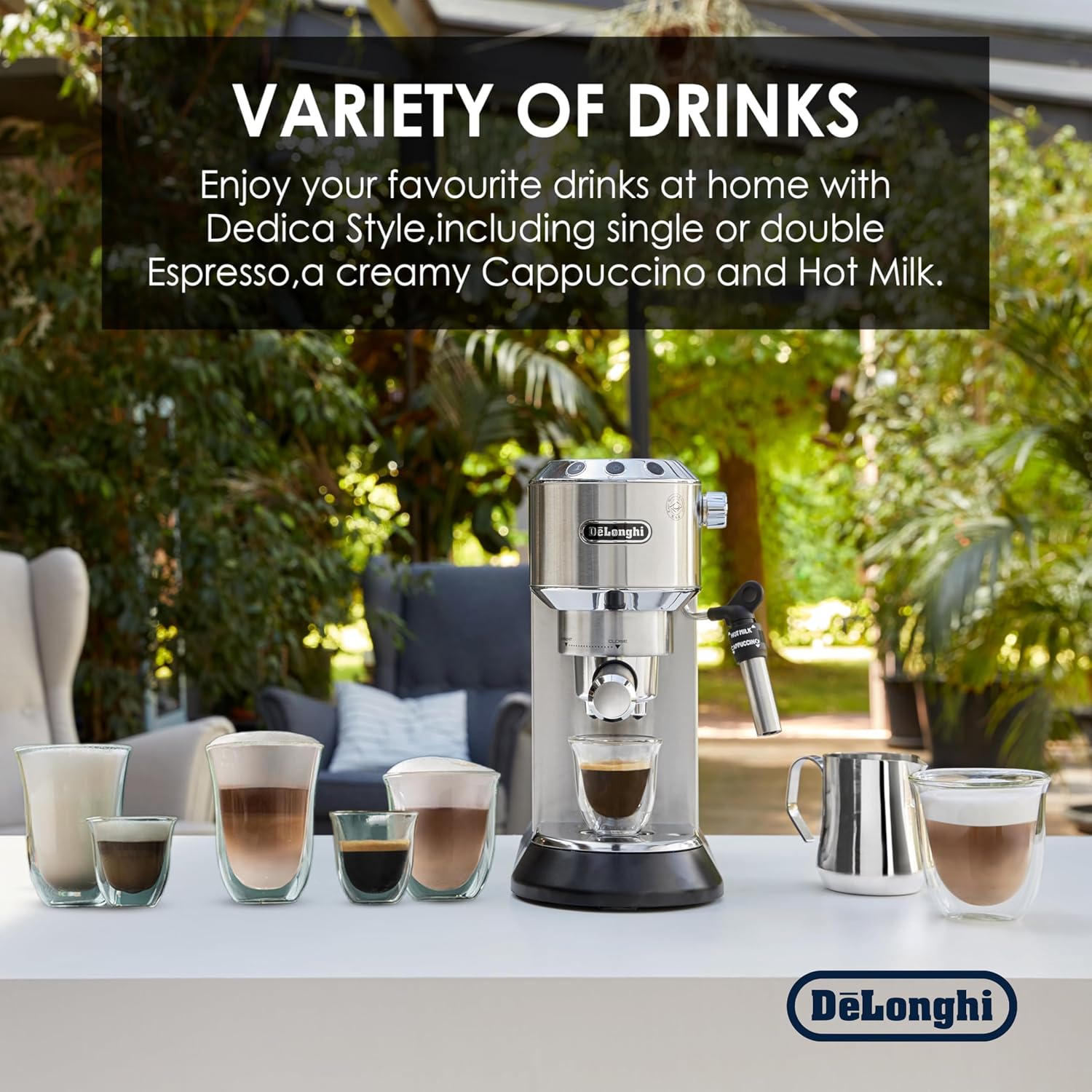De'Longhi EC685M Dedica Deluxe Automatic Espresso Machine,35 oz, 1, Metallic