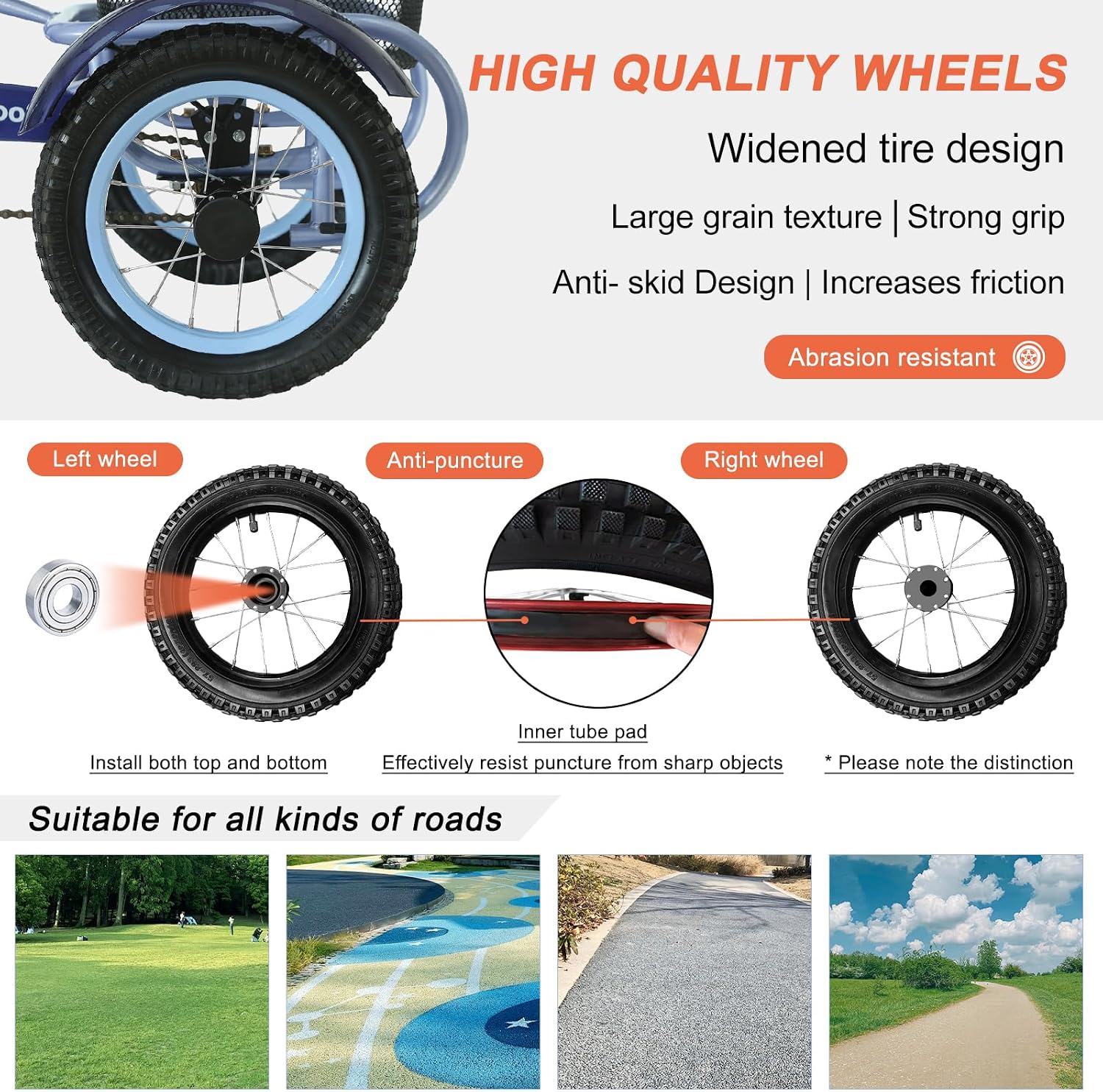 12 inch Trike,Kids Tricycle,Kids Trike,for Ages 3+ Beginner Riders, with Front Rear Basket and Passenger Seat, for Shopping Picnic Outdoor Kids Playground Sports,Multiple Colors