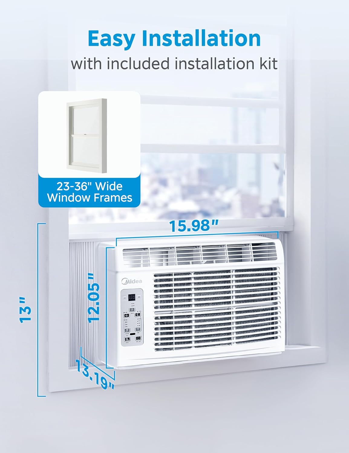 Midea 5,000 BTU Window Air Conditioner, Cools up to 150 Sq. Ft. with Easy-to-Use Reusable Filter, Remote, Perfect AC for Bedroom, Living Room, Home Office, Electronic Control