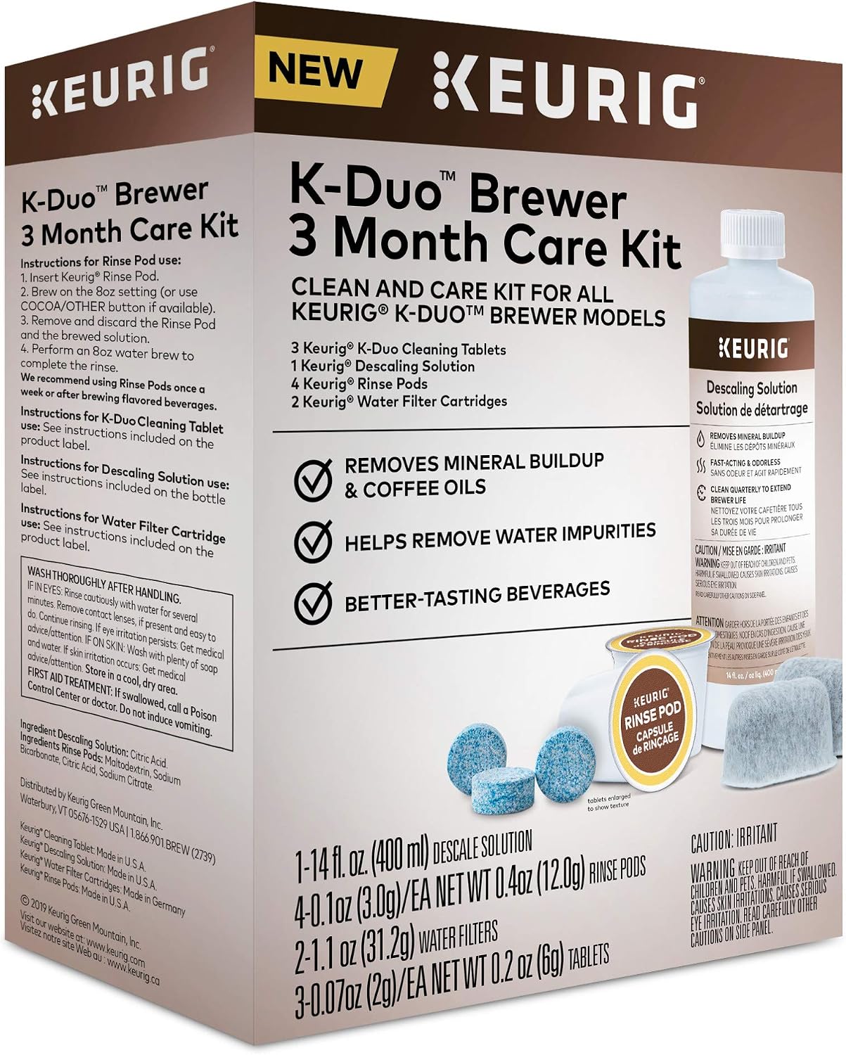 Keurig K-Mini Single Serve Coffee Maker, Black & K-Duo 3 Month Care Brewer Maintenance Kit