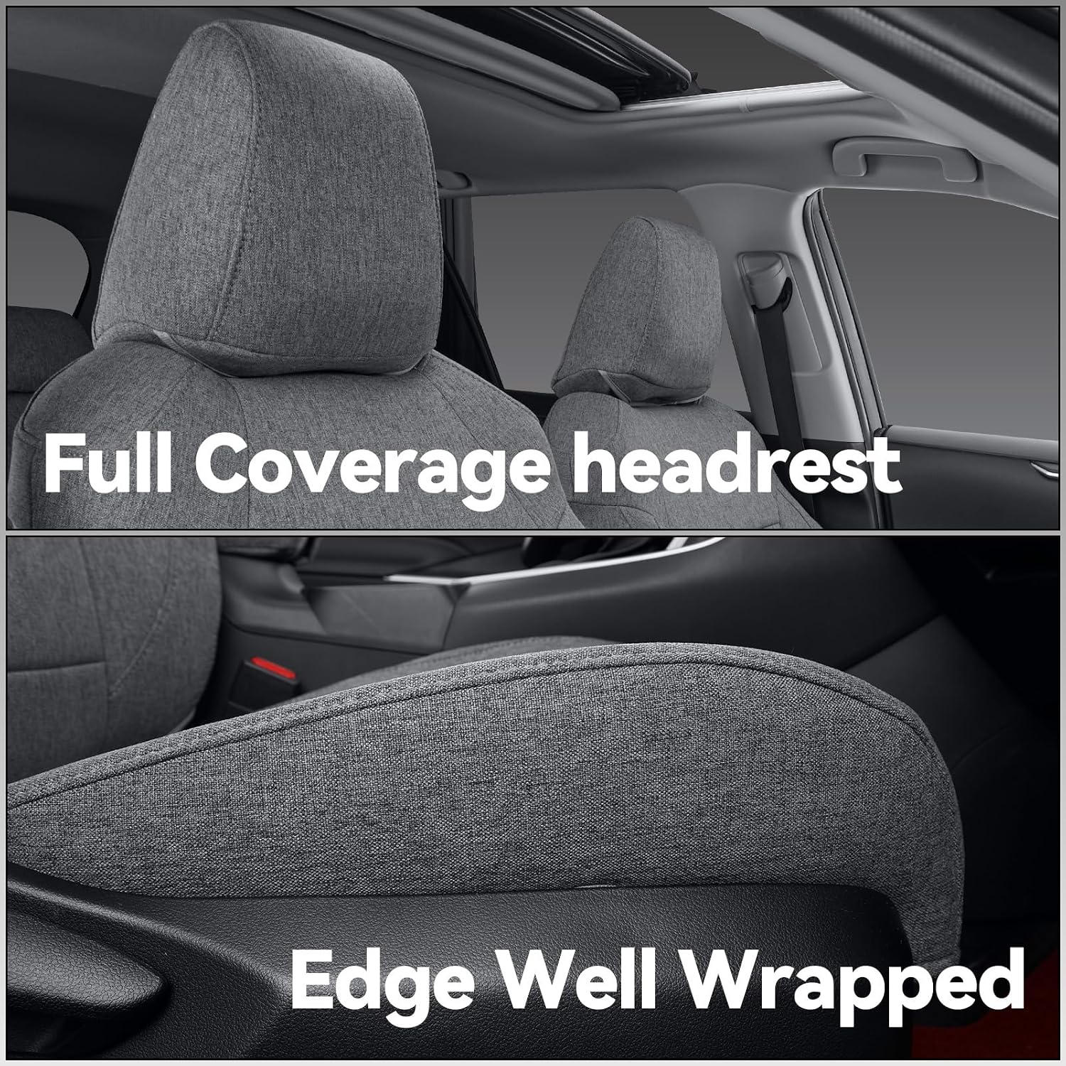 coverdream Front Seat Covers Custom Fit for Toyota Tacoma 2016 2017 2018 2019 2020 2021 2022 2023 SR SR5 TRD Series,Limited Pickup Truck,Breathable Seat Protector,Fit Like A Glove (Gray,2-Pack Only)
