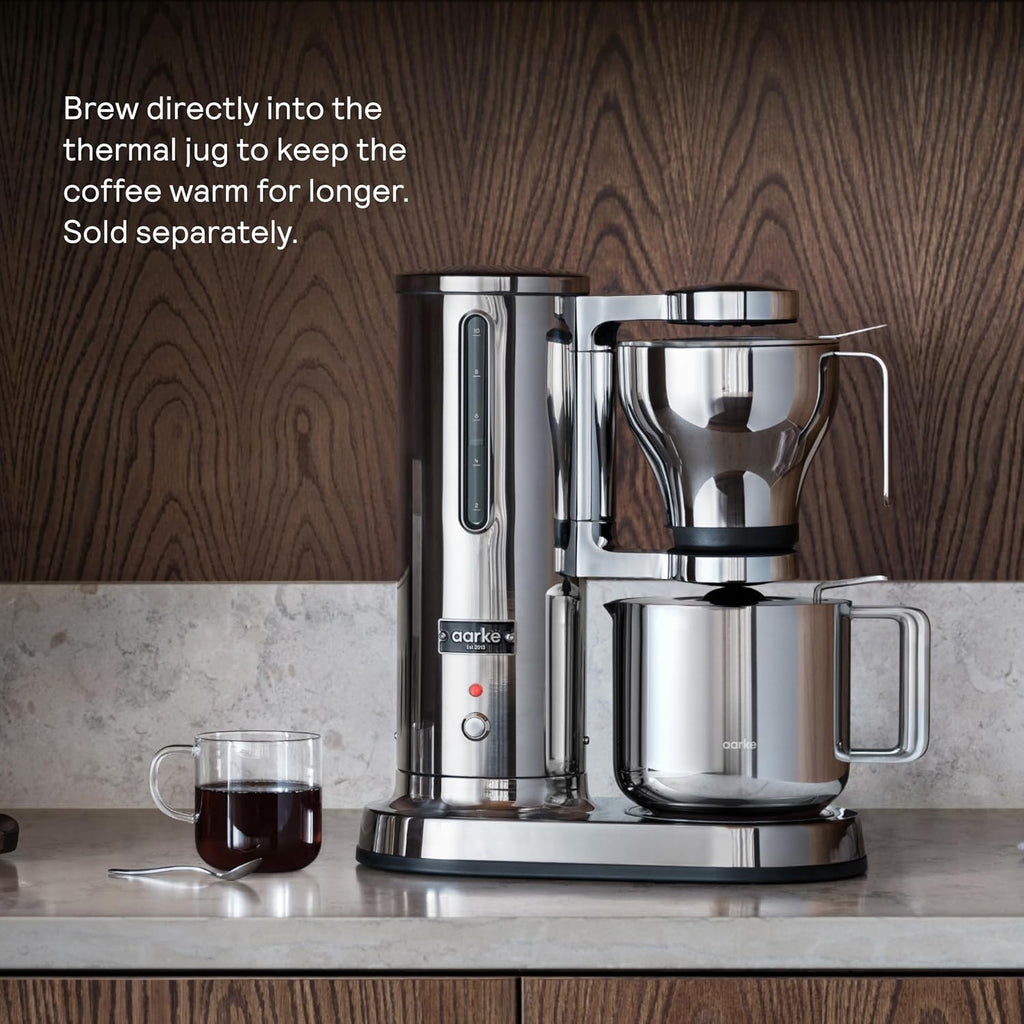 aarke Coffee Maker - Electric Drip Brewer with Automatic Drip-Stop, Glass Carafe, Brews Full Pot in Under 6 Minutes, SCA certified, Stainless Steel