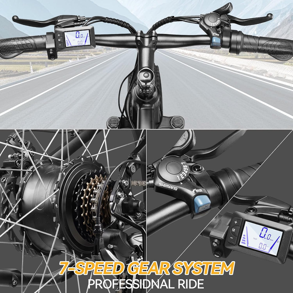 ZNH Electric Bike for Adults, 1000W Peak Motor 28MPH Mountain Ebike, 48V 13Ah Removable Battery Up to 65 Miles, 26' Electric Bicycle with 21-Speed Gear & Front Suspension, UL 2849 Certified