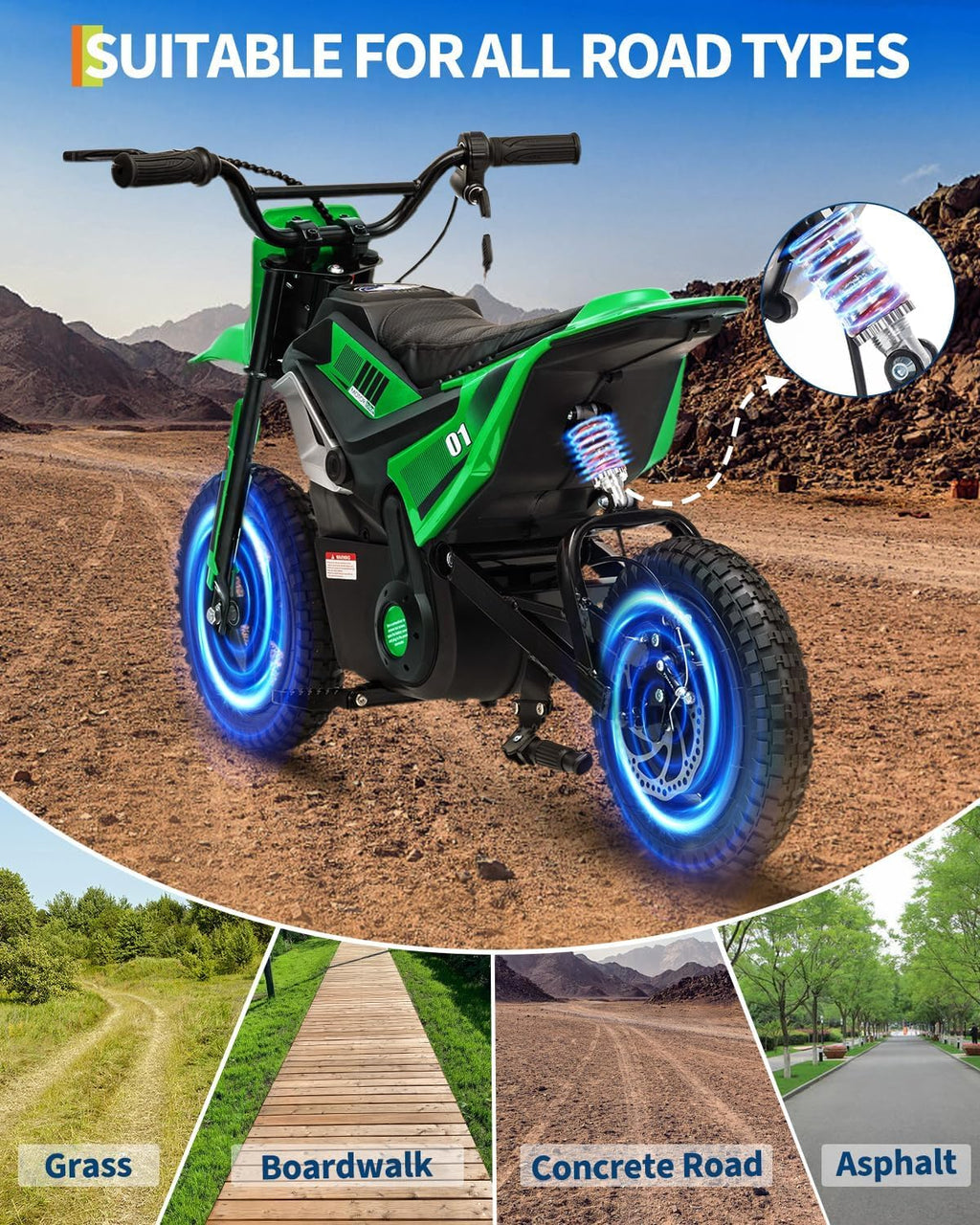 GarveeLife Electric Dirt Bike for Teens, 12' Fat Tire 350W Electric Motorcycle with 24V Battery, 14MPH Top Speed, 130 LBS Max Load, Mini Dirtbike for Kids, Mountain Off-Road Bike Fit Age 10+