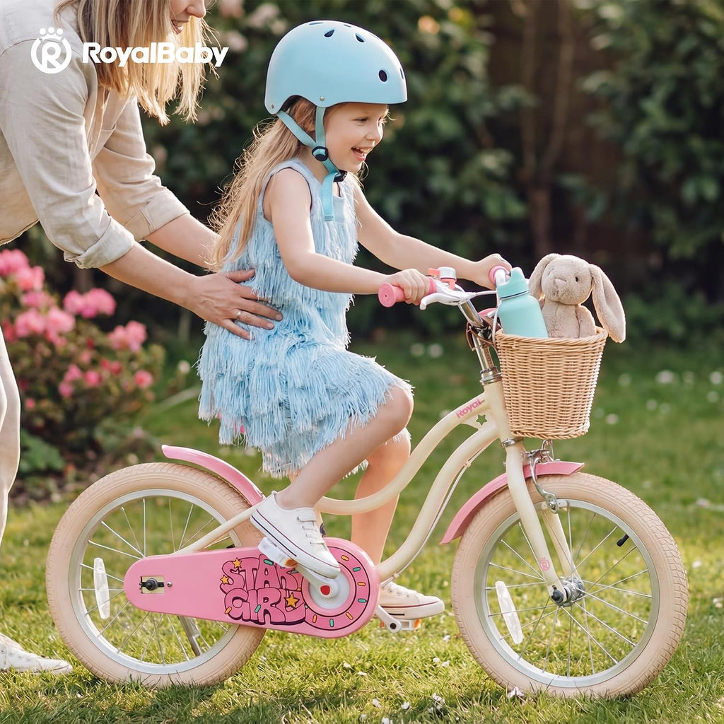 RoyalBaby Girls Bike, Stargirl EZ Kids Bike Balance and Pedal Bicycle with Basket and Dual Handbrake, 12 14 16 18 Inch Toddlers to Big Kids 3-8 Years, Multiple Colors