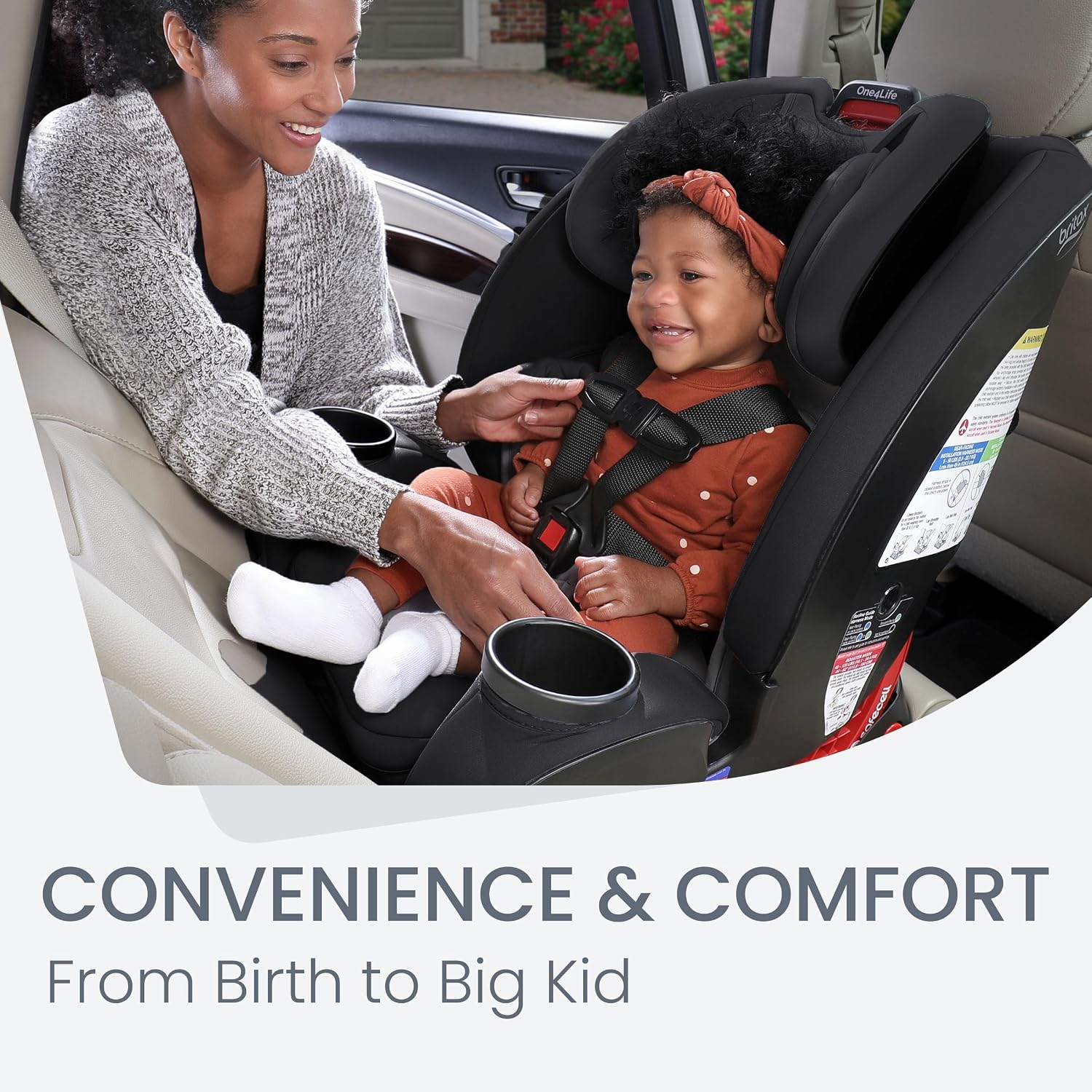 Britax One4Life All-in-One Car Seat, 10 Years of Use from 5 to 120 Pounds, Converts from Rear-Facing Infant Car Seat to Forward-Facing Booster Seat, Machine-Washable Fabric, Graphite Onyx