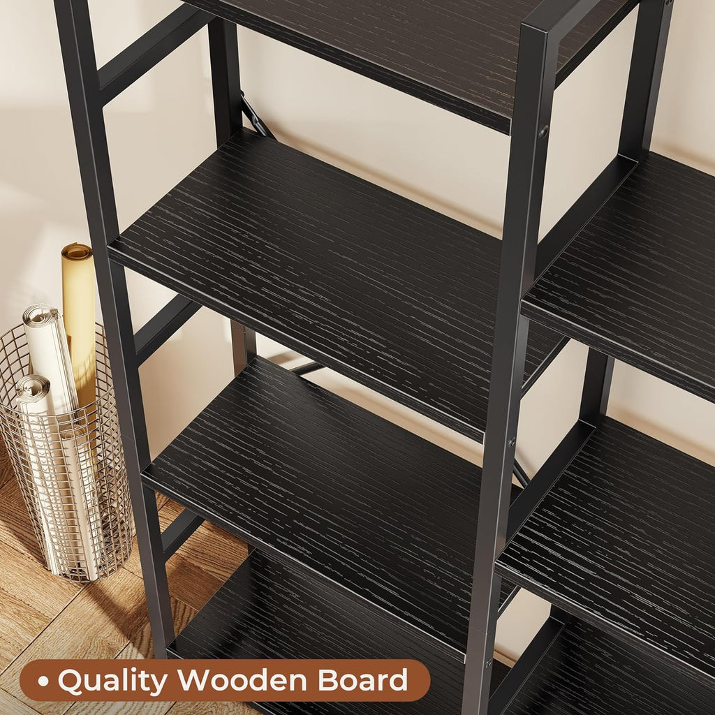 SUPERJARE Triple Bookshelf, Bookcase with 11 Open Display Shelves, Wide Book Shelf Book Case for Home & Office, 4 Tier, Black