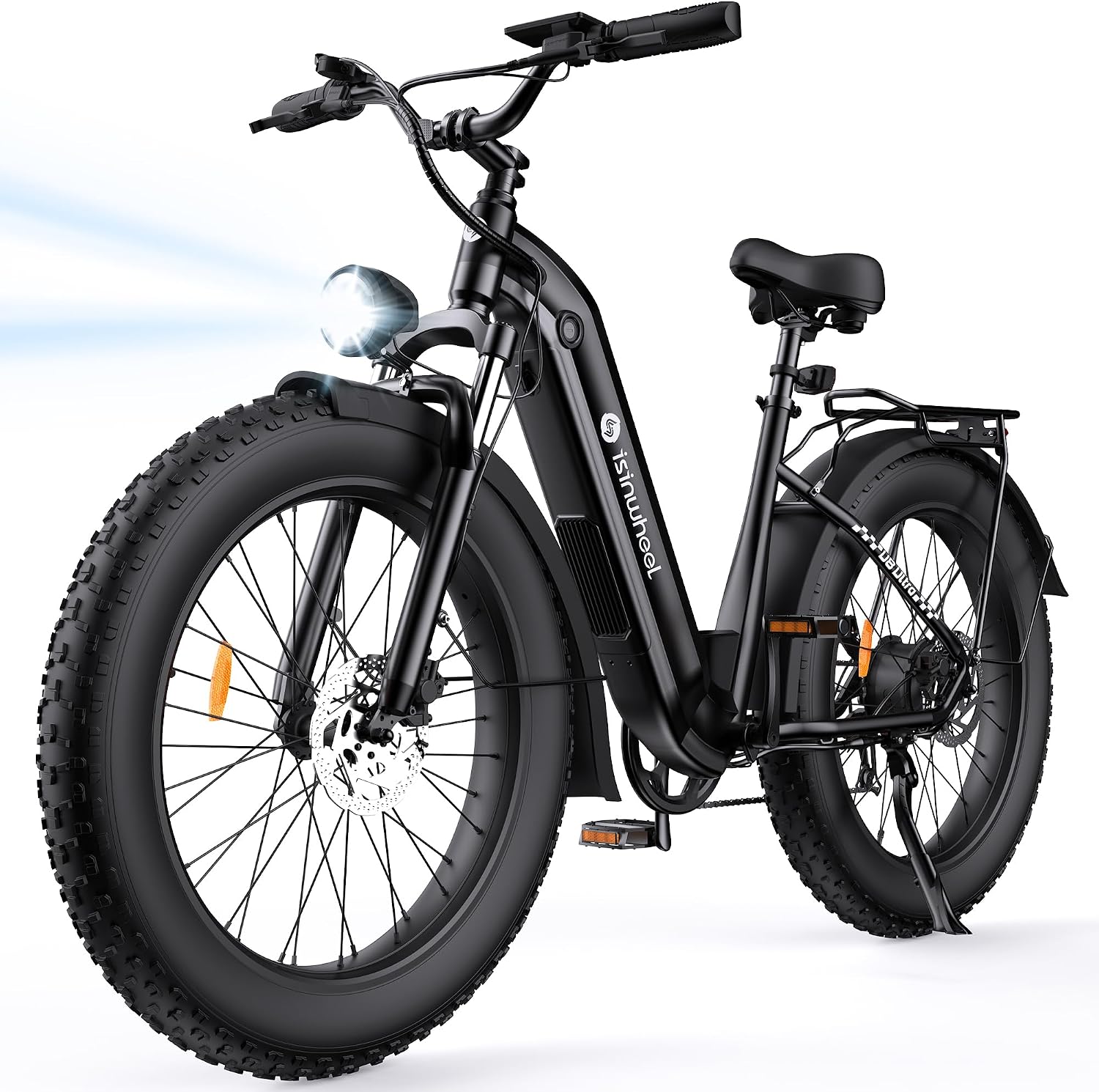 isinwheel Electric Bike for Adults,1500W Peak Motor Hydraulic Brake Electric Dirt Bike, 28MPH 105Miles (PAS) Ebikes for Adults with 48V 13AH/18AH Battery,26' Step-Thru Fat Tire Full Suspension EBike