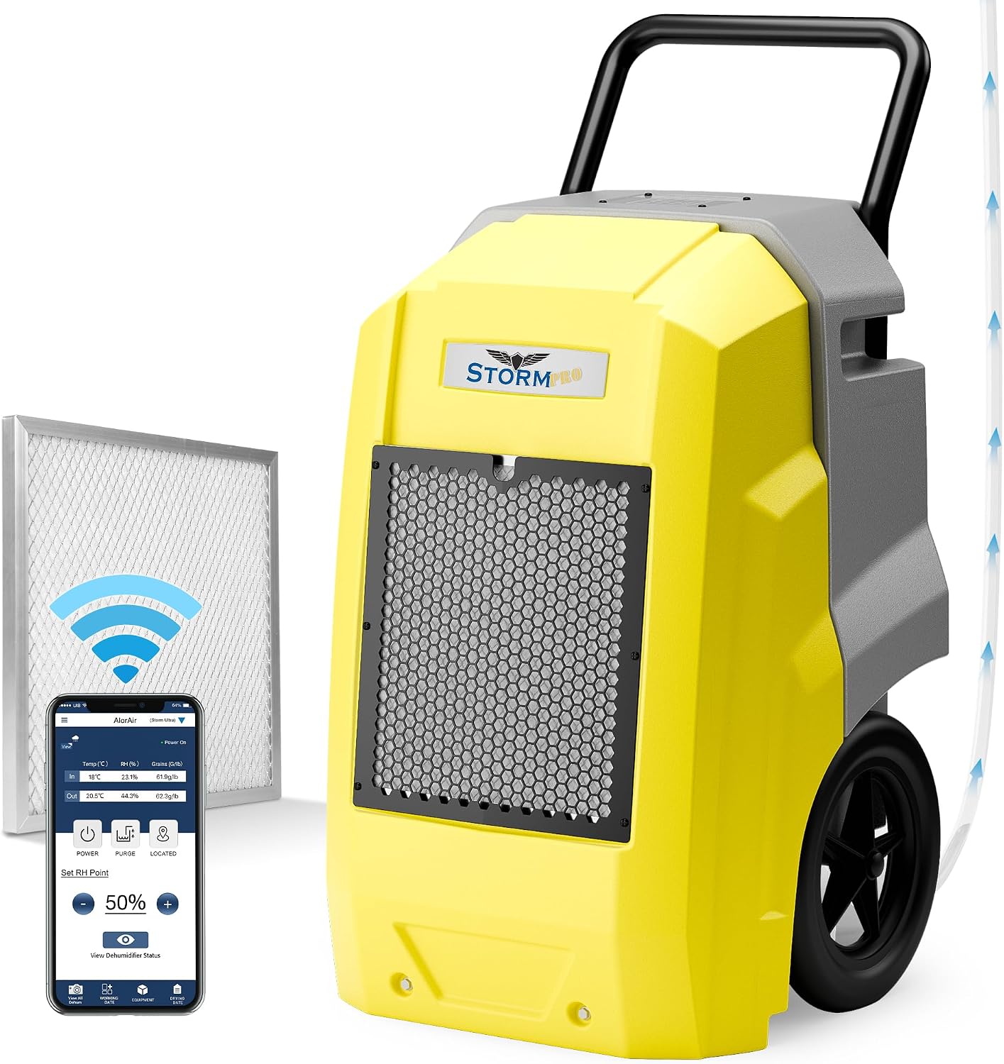ALORAIR 180 Pints Commercial Dehumidifier with Pump Drain Hose, Smart Wi-Fi Dehumidifier for Large Basement, Industrial or Commercial Space, Smart Wi-Fi, 5 Years Limited Warranty