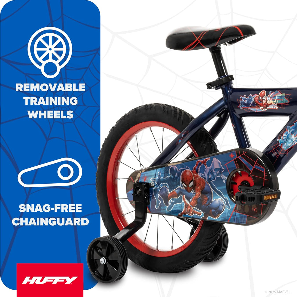 Huffy Disney and Marvel 12/16 Inch Boy's Bike for Kids, Multiple Color Options and Designs Available, Ideal for Ages 3+ Years Old, Removable Training Wheels, Adjustable Seat, Simple Coaster Brake